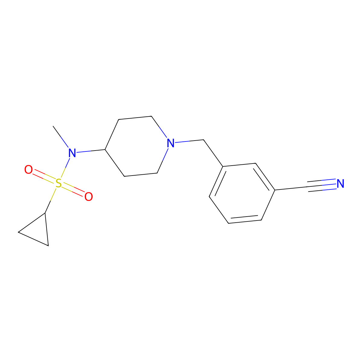 N-{1-[(3-cyanophenyl)methyl]piperidin-4-yl}-N-methylcyclopropanesulfonamide molecular structure, CAS 2742013-07-4