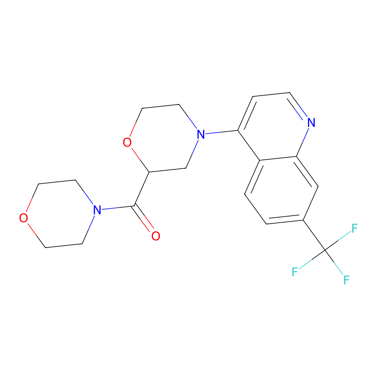 4-[2-(Morpholine-4-carbonyl)morpholin-4-yl]-7-(trifluoromethyl)quinoline molecular structure, CAS 2742013-10-9