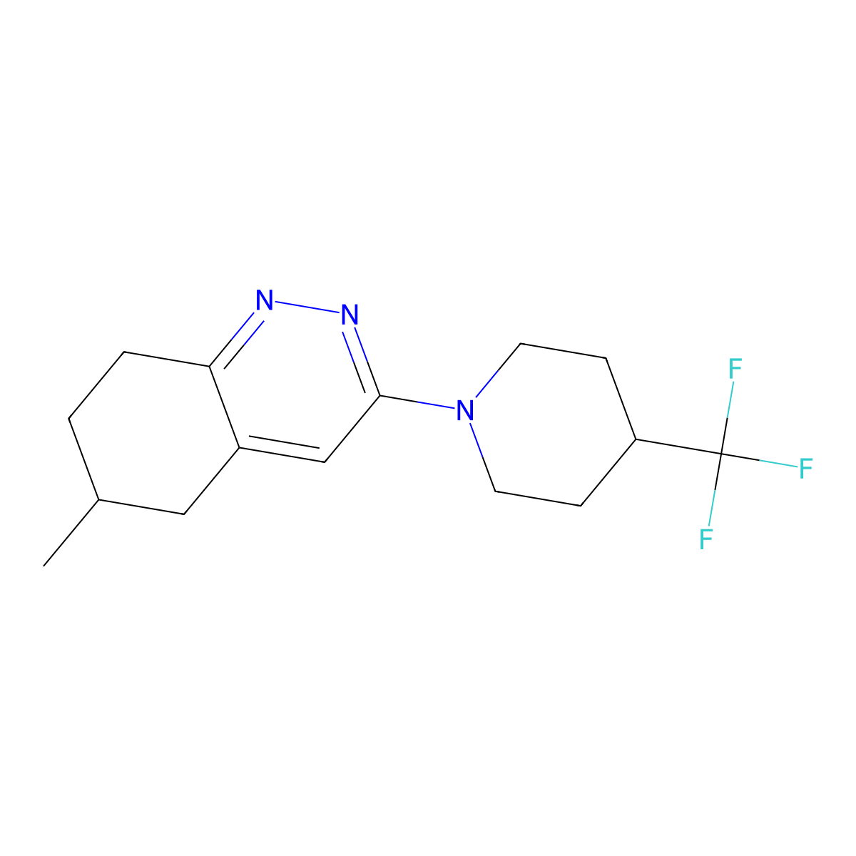 6-Methyl-3-[4-(trifluoromethyl)piperidin-1-yl]-5,6,7,8-tetrahydrocinnoline molecular structure, CAS 2742013-13-2