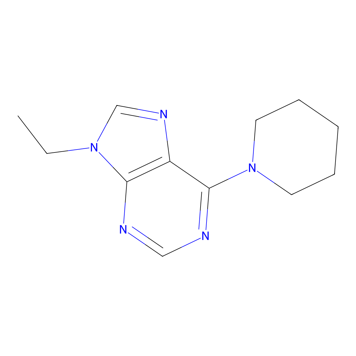 9-ethyl-6-(piperidin-1-yl)-9H-purine molecular structure, CAS 2742013-14-3