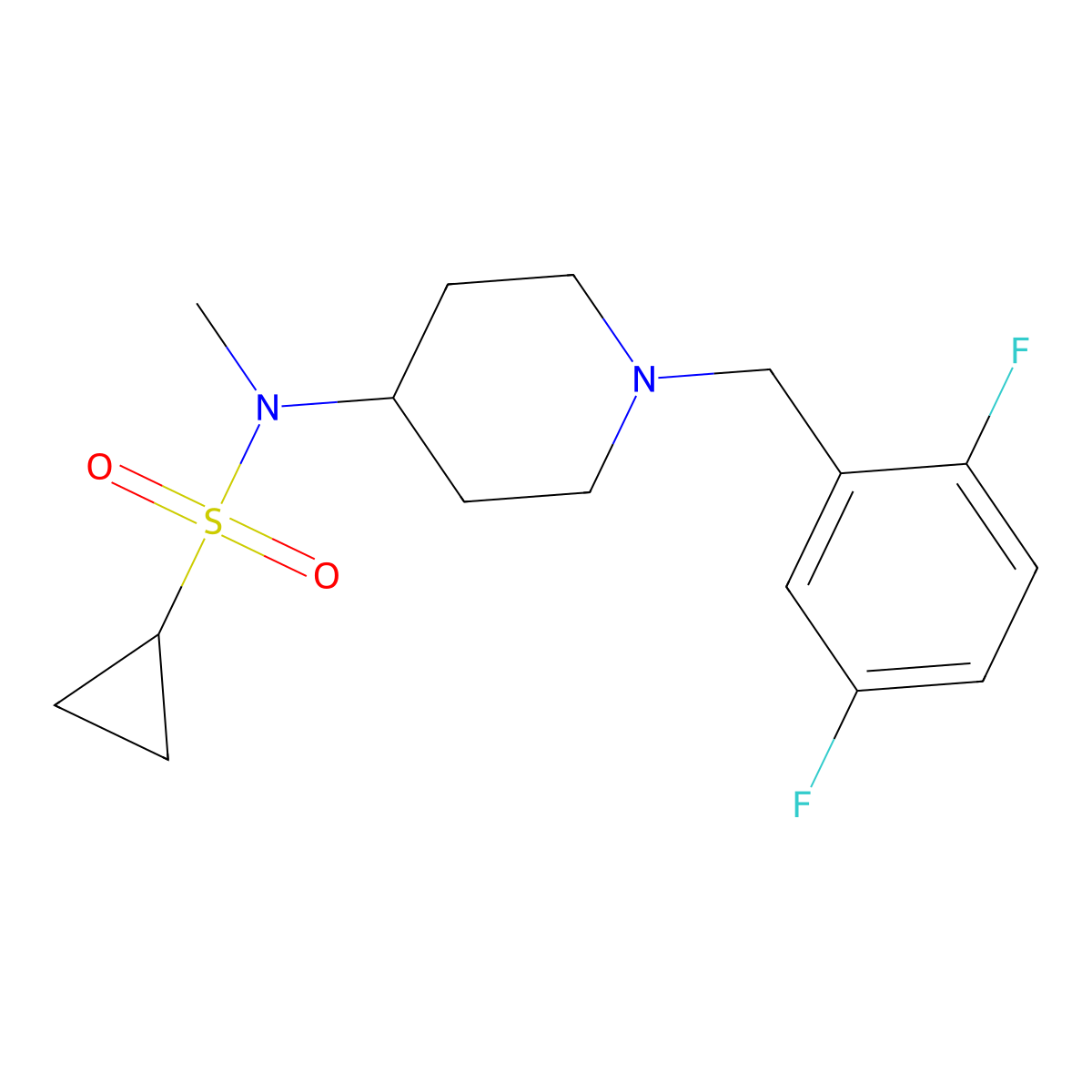 N-{1-[(2,5-difluorophenyl)methyl]piperidin-4-yl}-N-methylcyclopropanesulfonamide molecular structure, CAS 2742013-28-9