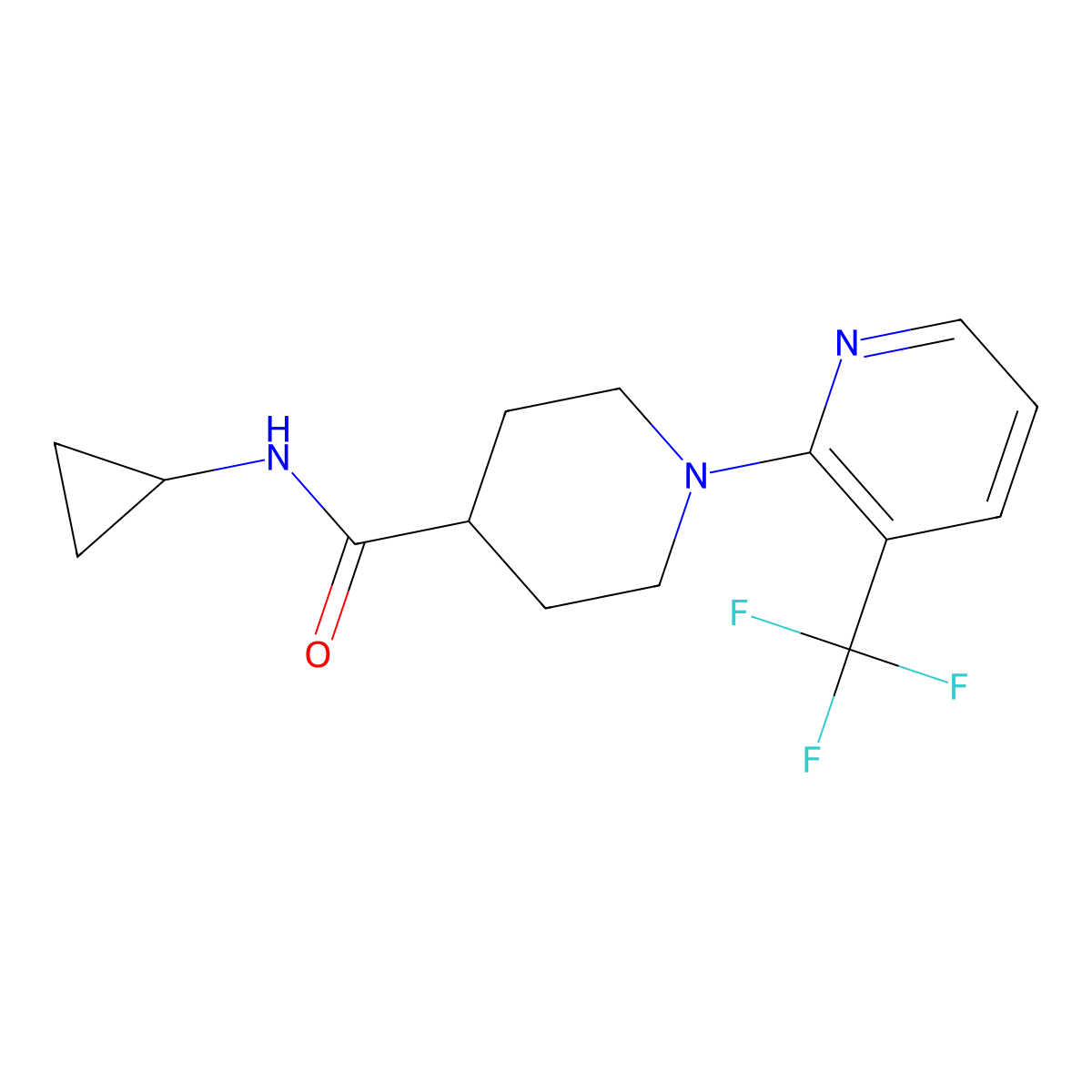N-cyclopropyl-1-[3-(trifluoromethyl)pyridin-2-yl]piperidine-4-carboxamide molecular structure, CAS 2742013-34-7