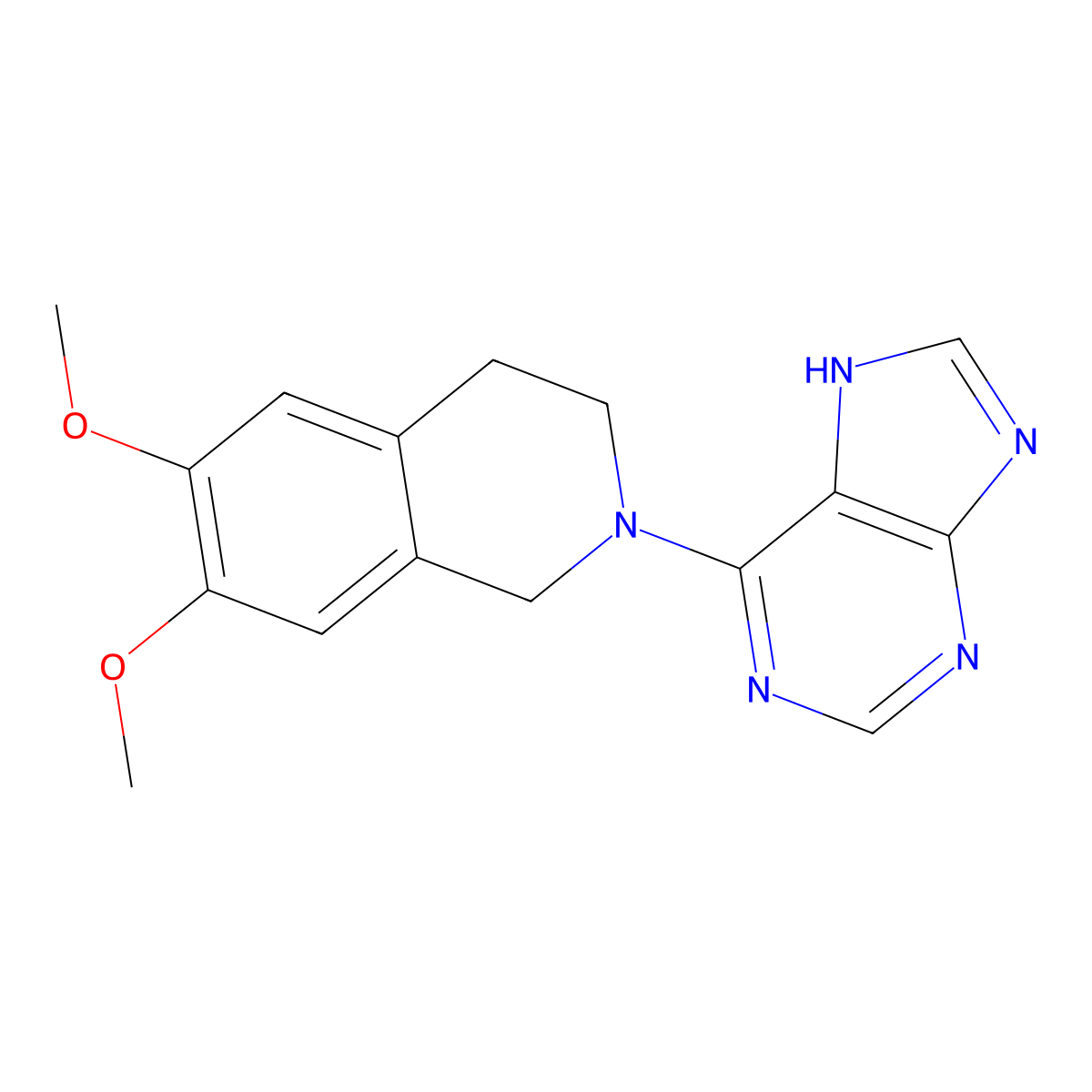 6,7-dimethoxy-2-(9H-purin-6-yl)-1,2,3,4-tetrahydroisoquinoline molecular structure, CAS 2742013-37-0