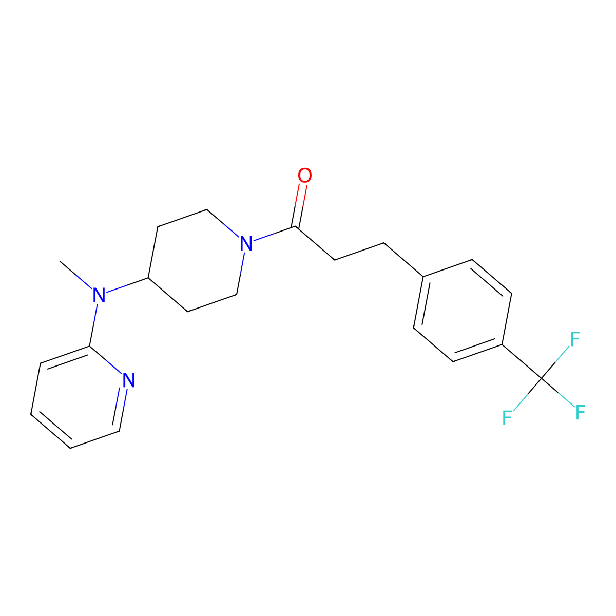 1-{4-[Methyl(pyridin-2-yl)amino]piperidin-1-yl}-3-[4-(trifluoromethyl)phenyl]propan-1-one molecular structure, CAS 2742013-40-5