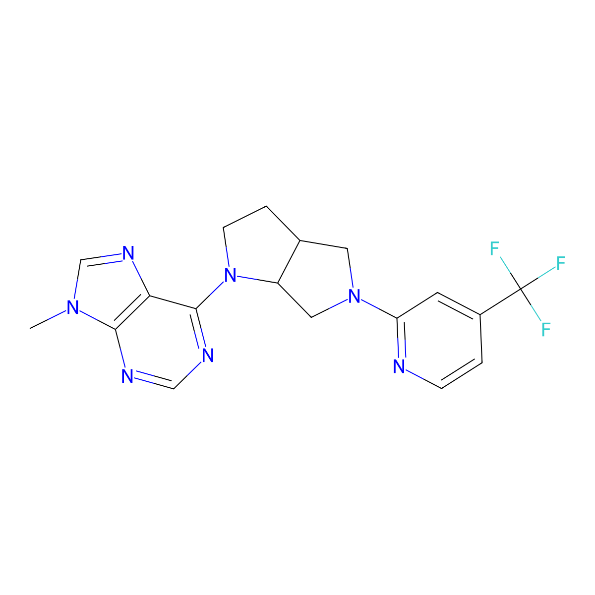 9-methyl-6-{5-[4-(trifluoromethyl)pyridin-2-yl]-octahydropyrrolo[2,3-c]pyrrol-1-yl}-9H-purine molecular structure, CAS 2742013-44-9