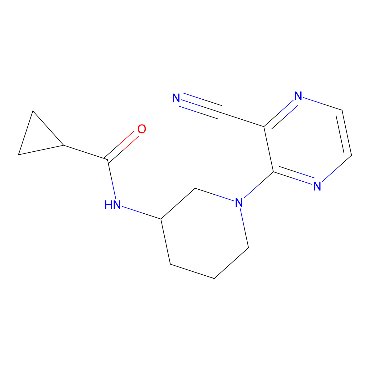 N-[1-(3-cyanopyrazin-2-yl)piperidin-3-yl]cyclopropanecarboxamide molecular structure, CAS 2742013-46-1