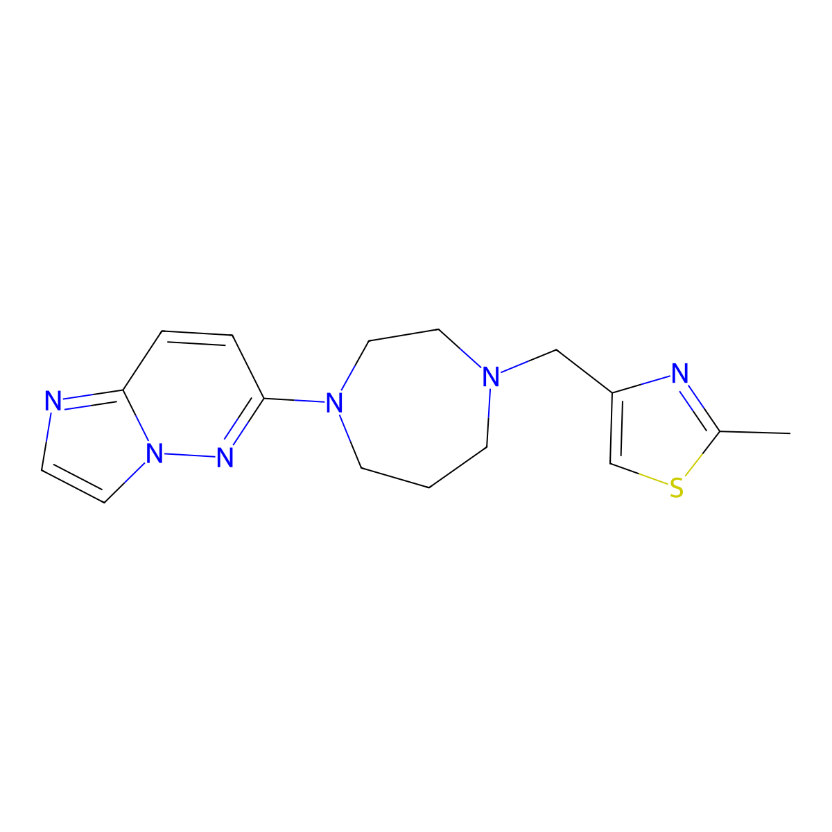 1-{Imidazo[1,2-b]pyridazin-6-yl}-4-[(2-methyl-1,3-thiazol-4-yl)methyl]-1,4-diazepane molecular structure, CAS 2742013-48-3