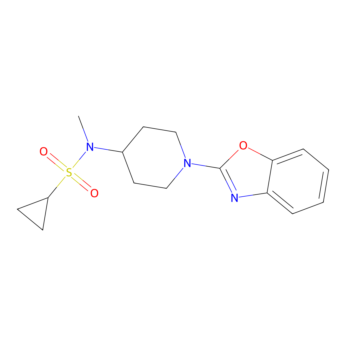 N-[1-(1,3-benzoxazol-2-yl)piperidin-4-yl]-N-methylcyclopropanesulfonamide molecular structure, CAS 2742013-49-4