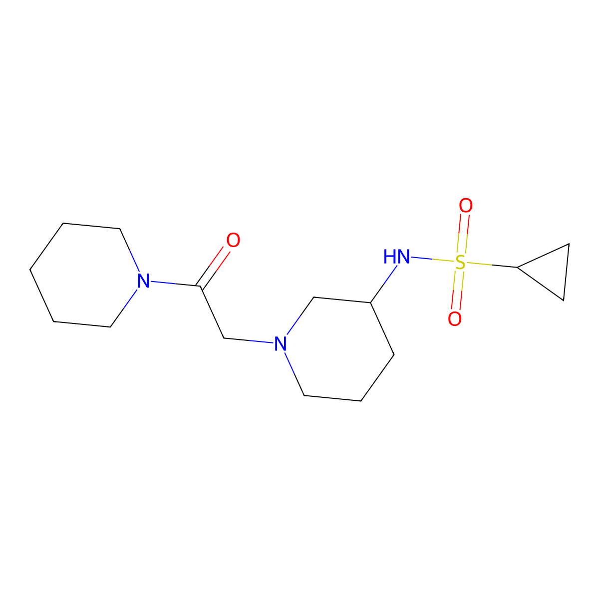 N-{1-[2-oxo-2-(piperidin-1-yl)ethyl]piperidin-3-yl}cyclopropanesulfonamide molecular structure, CAS 2742013-53-0