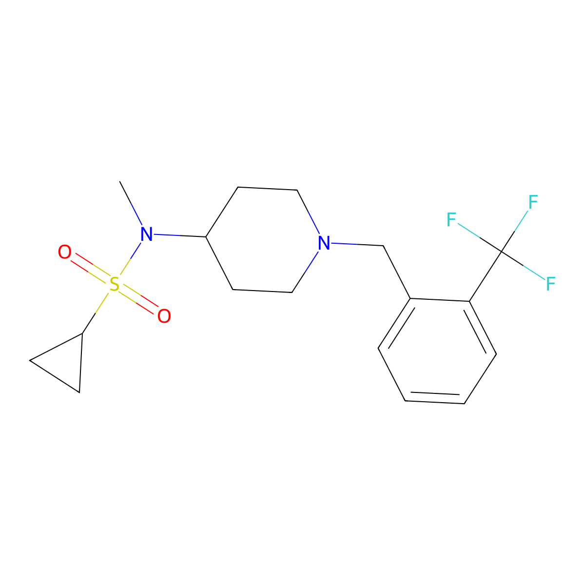 N-methyl-N-(1-{[2-(trifluoromethyl)phenyl]methyl}piperidin-4-yl)cyclopropanesulfonamide molecular structure, CAS 2742013-54-1