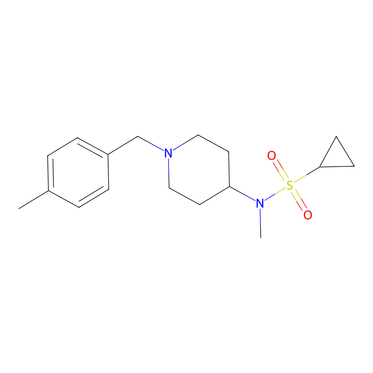 N-methyl-N-{1-[(4-methylphenyl)methyl]piperidin-4-yl}cyclopropanesulfonamide molecular structure, CAS 2742013-55-2
