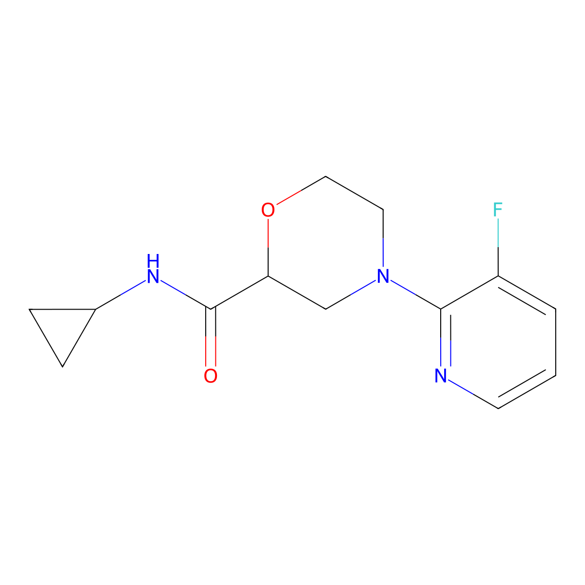 N-cyclopropyl-4-(3-fluoropyridin-2-yl)morpholine-2-carboxamide molecular structure, CAS 2742013-64-3