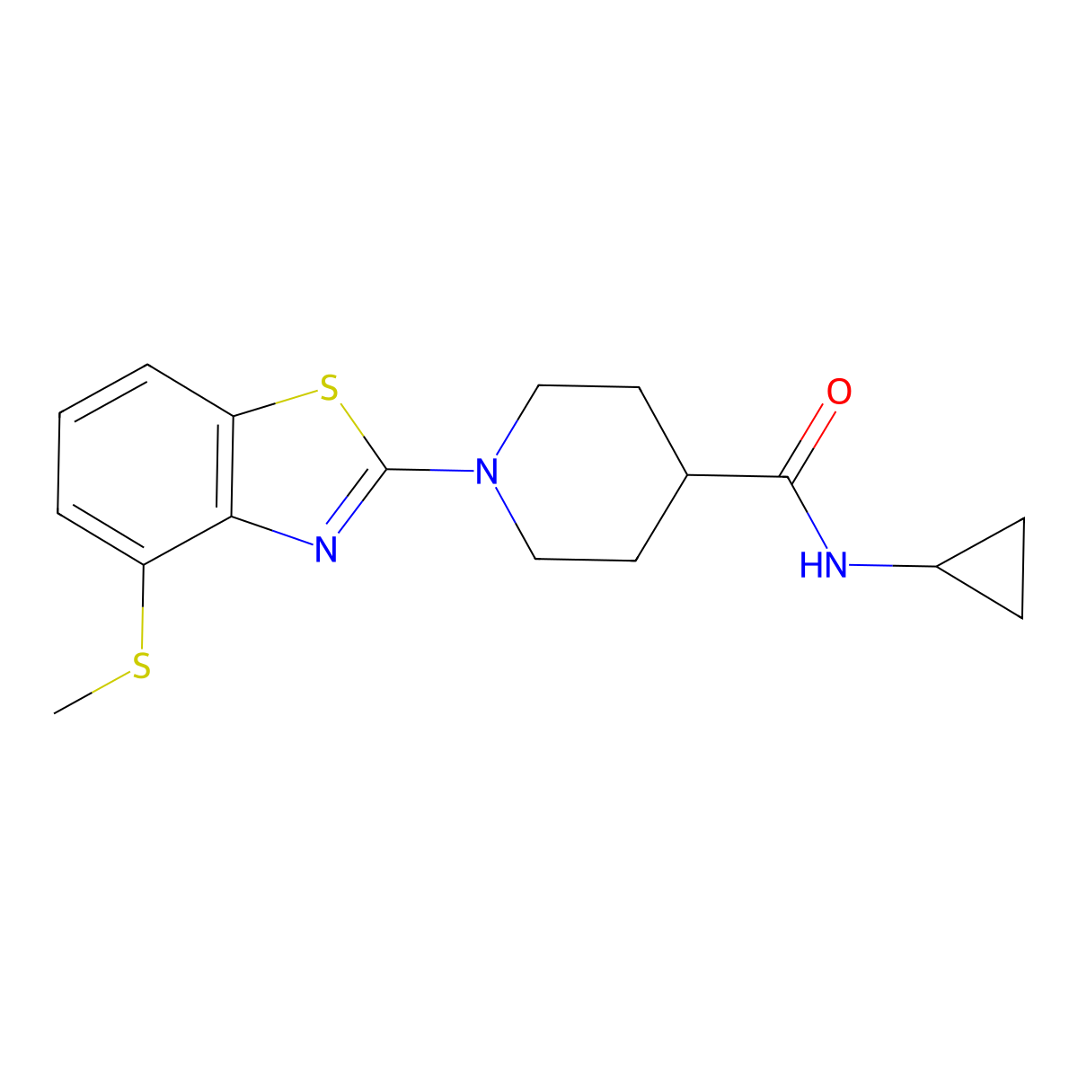N-cyclopropyl-1-[4-(methylsulfanyl)-1,3-benzothiazol-2-yl]piperidine-4-carboxamide molecular structure, CAS 2742013-66-5