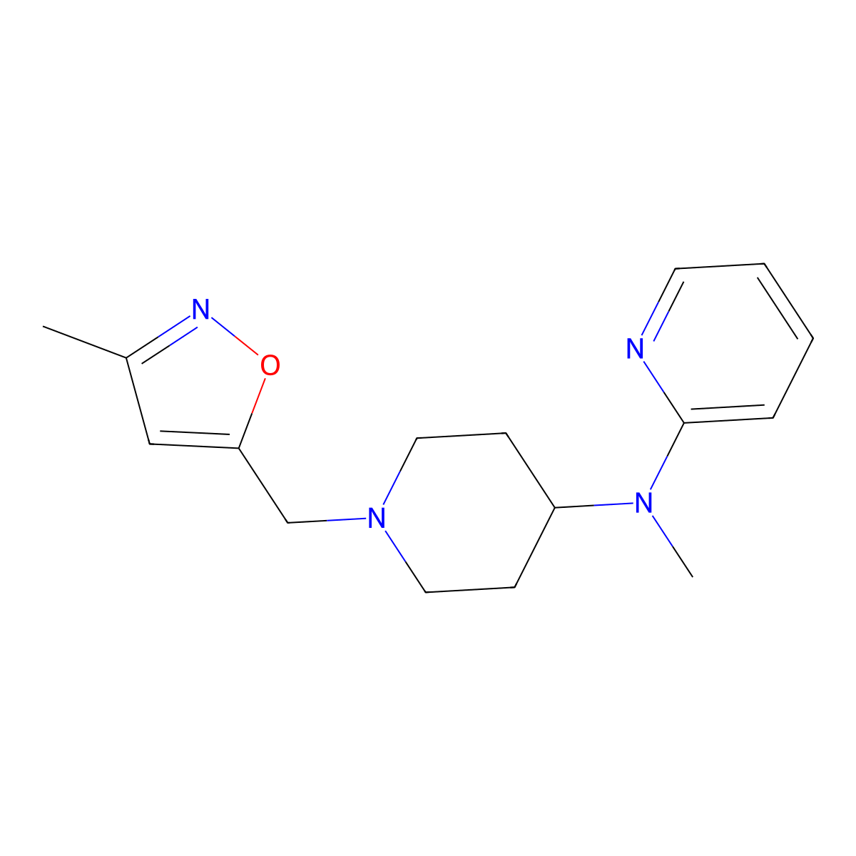 N-methyl-N-{1-[(3-methyl-1,2-oxazol-5-yl)methyl]piperidin-4-yl}pyridin-2-amine molecular structure, CAS 2742013-73-4