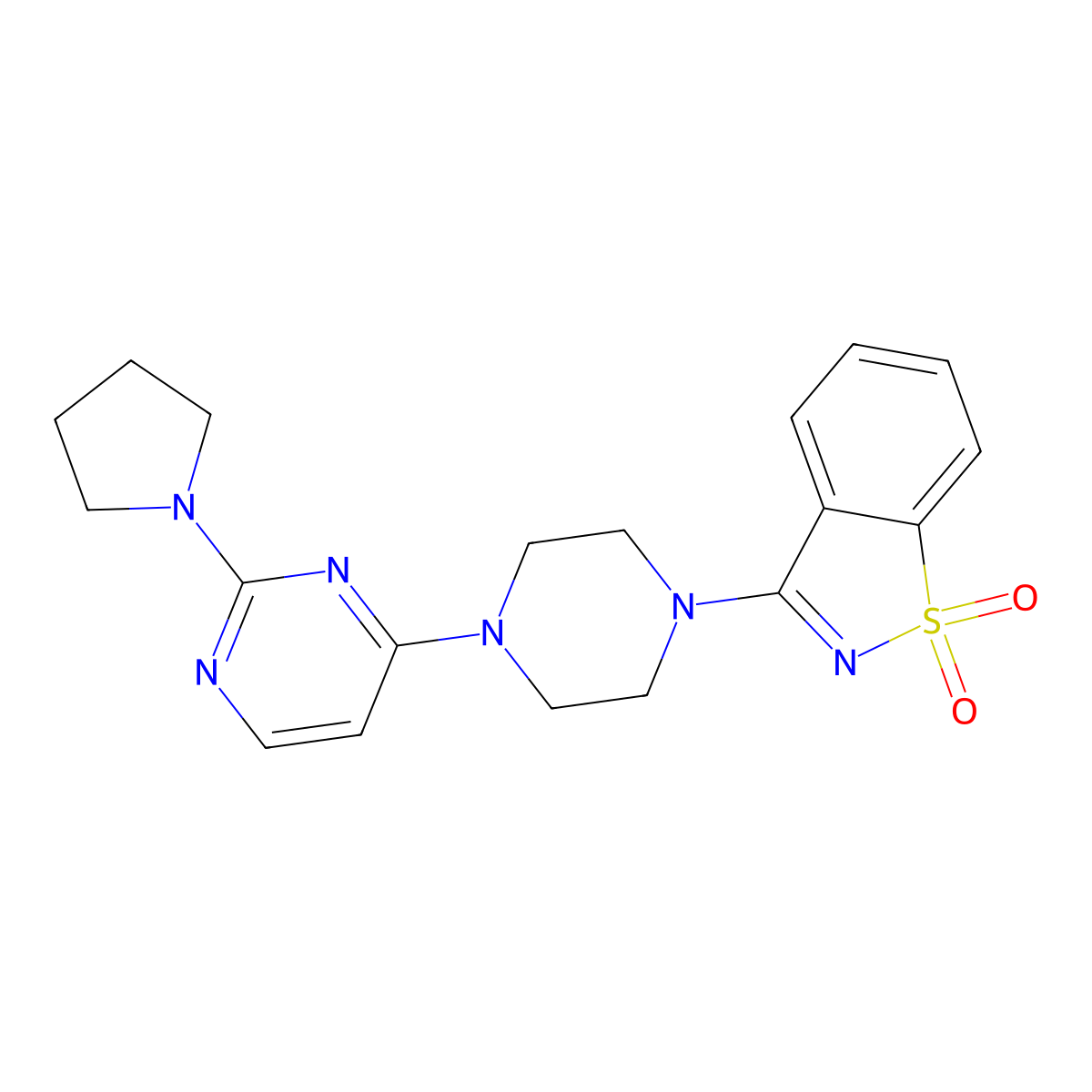 3-{4-[2-(Pyrrolidin-1-yl)pyrimidin-4-yl]piperazin-1-yl}-1lambda6,2-benzothiazole-1,1-dione molecular structure, CAS 2742013-77-8