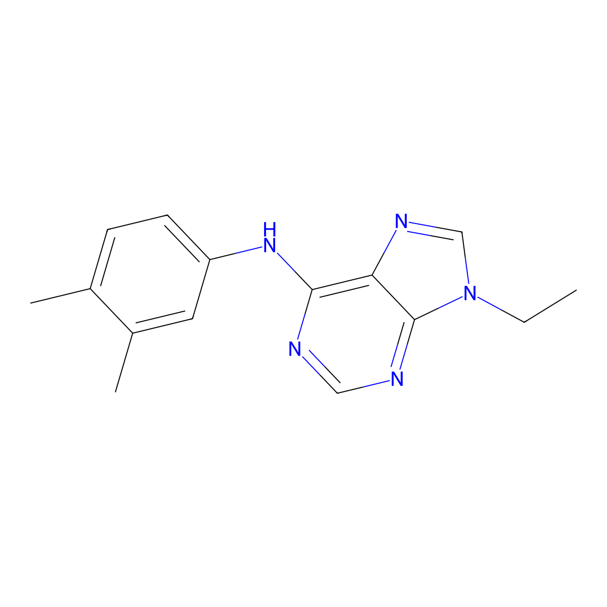 N-(3,4-dimethylphenyl)-9-ethyl-9H-purin-6-amine molecular structure, CAS 2742013-82-5