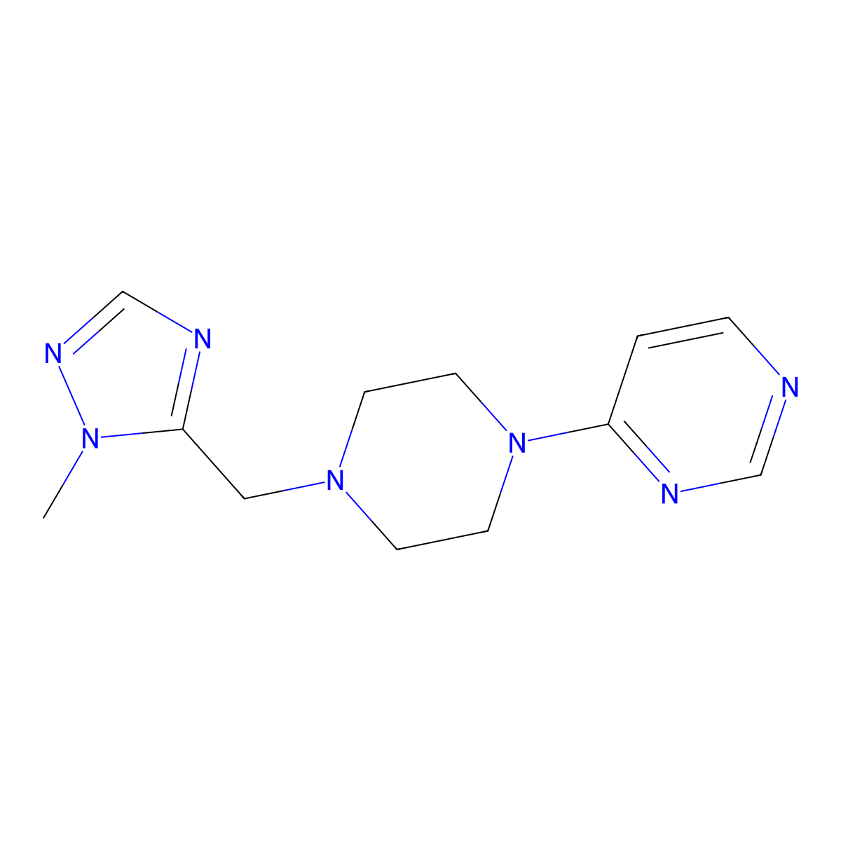 4-{4-[(1-methyl-1H-1,2,4-triazol-5-yl)methyl]piperazin-1-yl}pyrimidine molecular structure, CAS 2742013-85-8