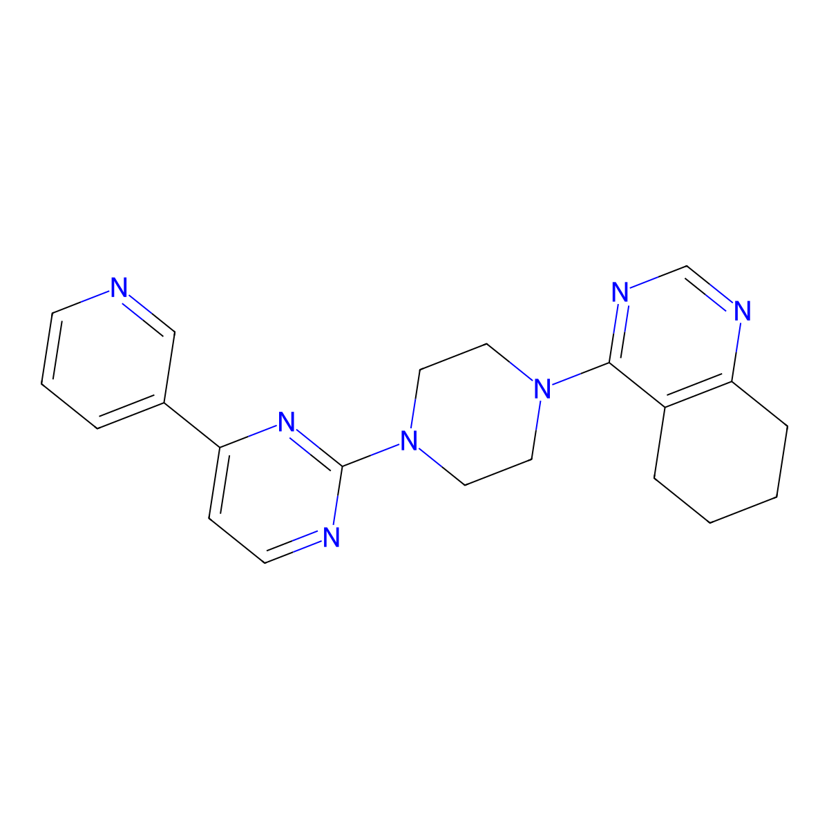 4-{4-[4-(Pyridin-3-yl)pyrimidin-2-yl]piperazin-1-yl}-5,6,7,8-tetrahydroquinazoline molecular structure, CAS 2742013-89-2