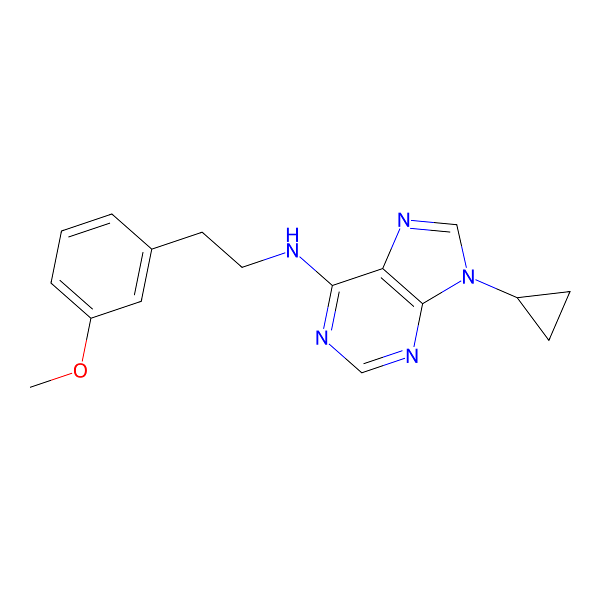 9-cyclopropyl-N-[2-(3-methoxyphenyl)ethyl]-9H-purin-6-amine molecular structure, CAS 2742013-90-5