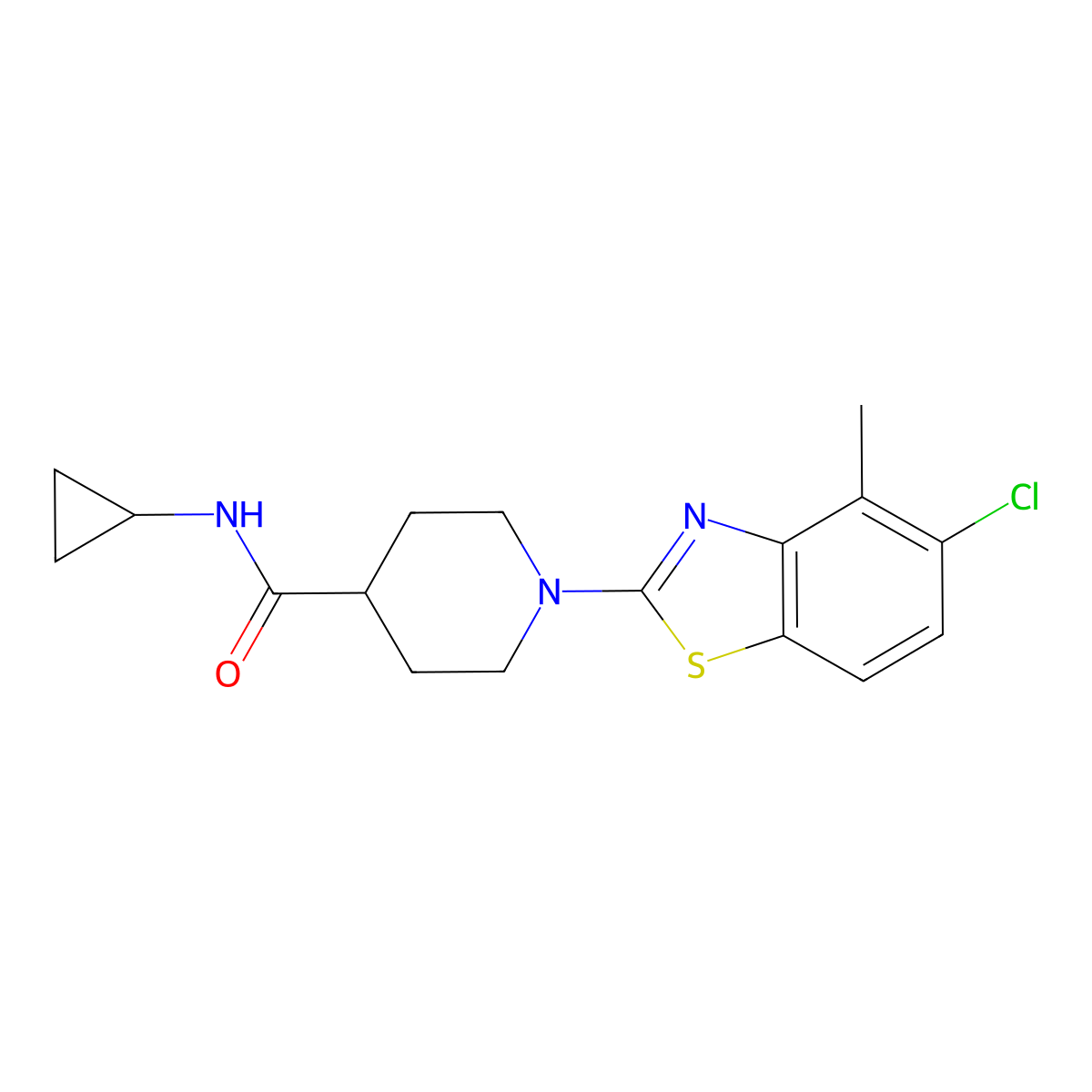 1-(5-chloro-4-methyl-1,3-benzothiazol-2-yl)-N-cyclopropylpiperidine-4-carboxamide molecular structure, CAS 2742013-91-6