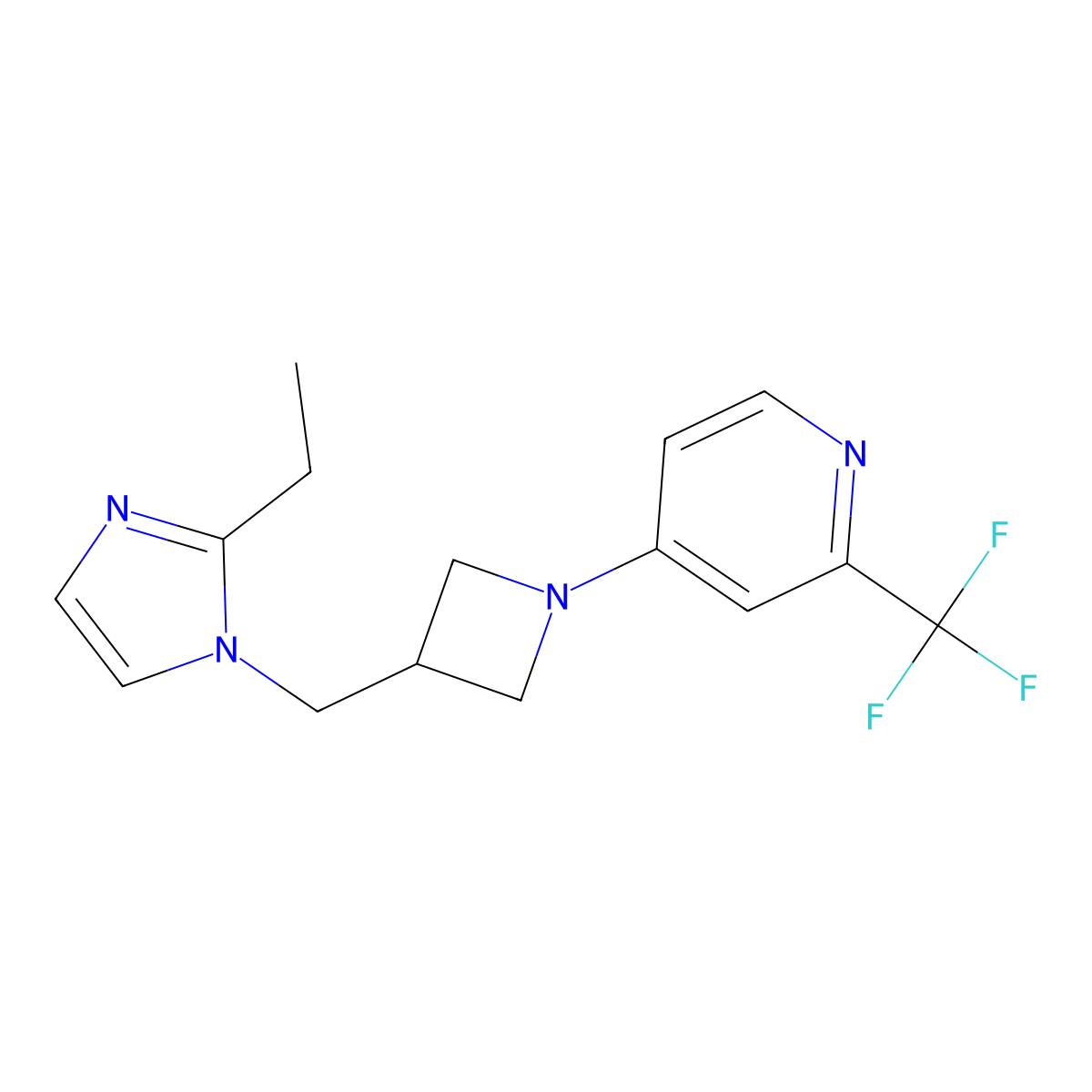 4-{3-[(2-ethyl-1H-imidazol-1-yl)methyl]azetidin-1-yl}-2-(trifluoromethyl)pyridine molecular structure, CAS 2742013-99-4