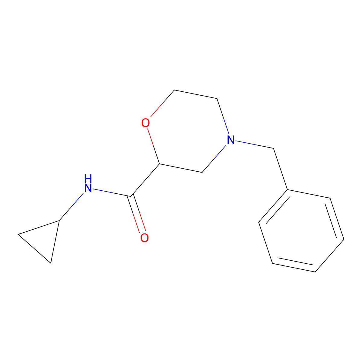 4-benzyl-N-cyclopropylmorpholine-2-carboxamide molecular structure, CAS 2742014-09-9