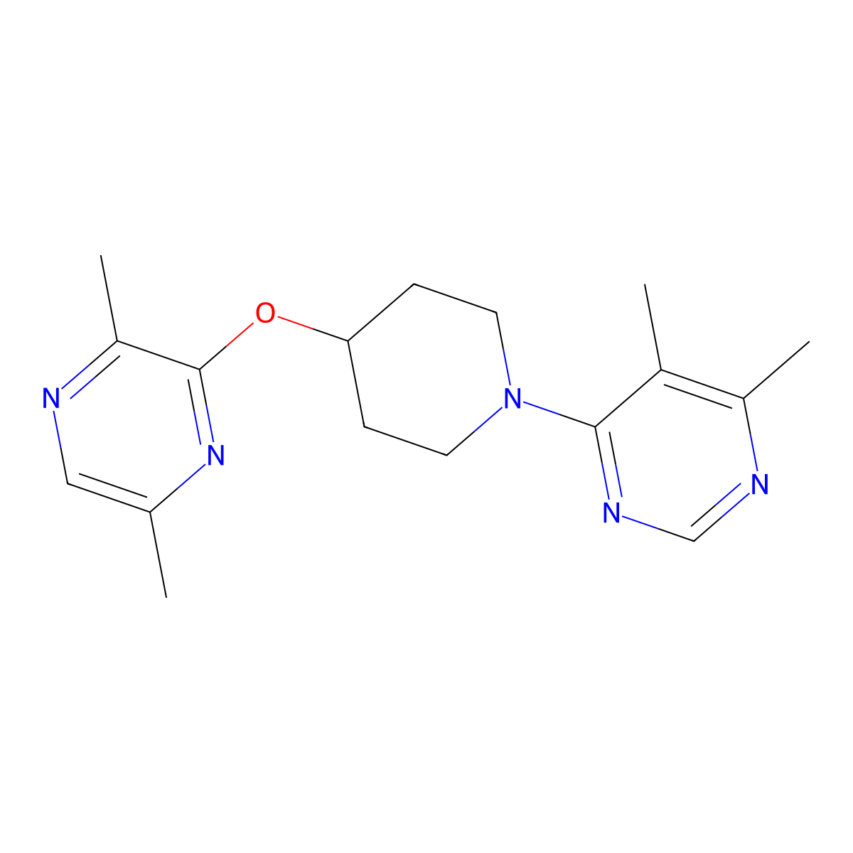 4-{4-[(3,6-Dimethylpyrazin-2-yl)oxy]piperidin-1-yl}-5,6-dimethylpyrimidine molecular structure, CAS 2742014-12-4