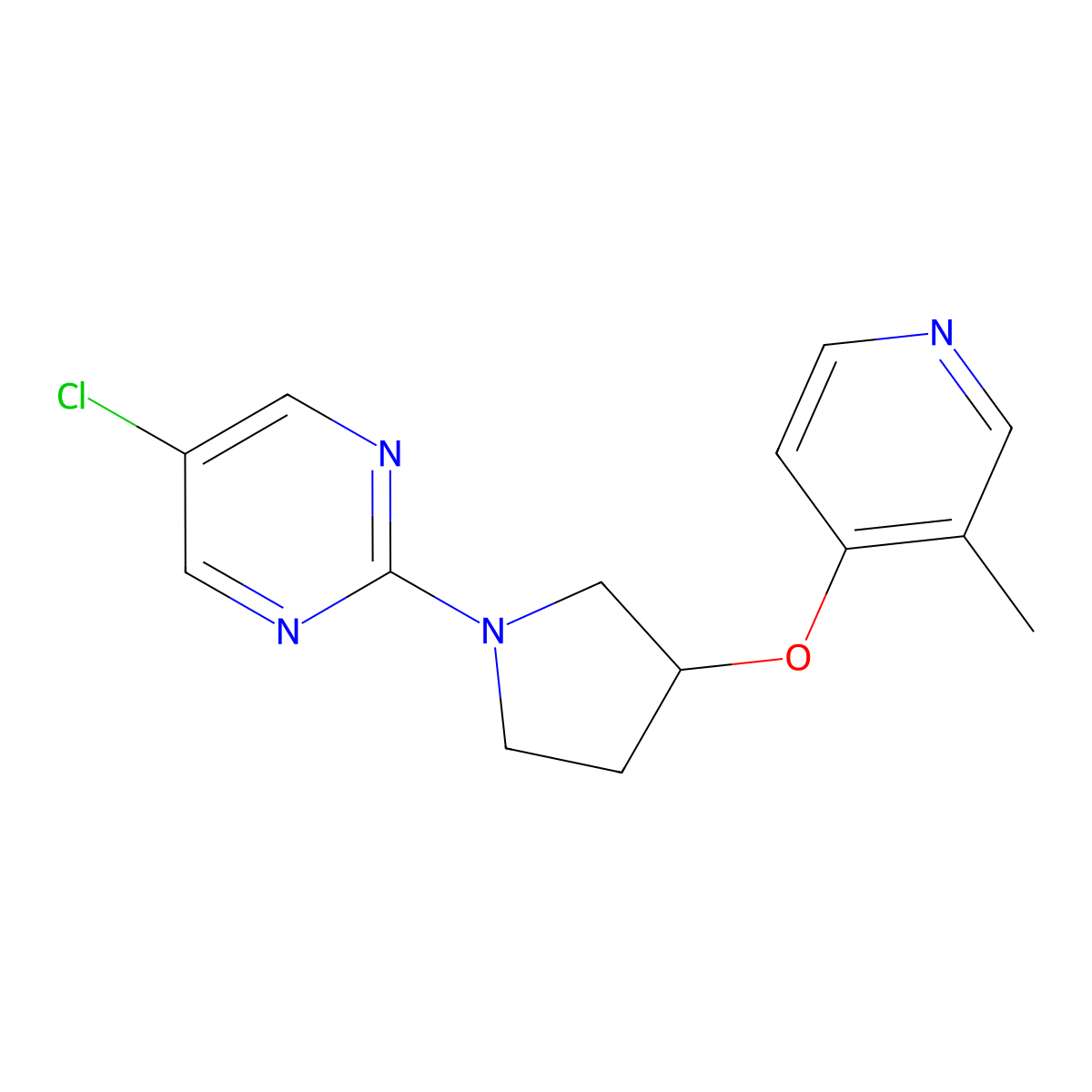 5-Chloro-2-{3-[(3-methylpyridin-4-yl)oxy]pyrrolidin-1-yl}pyrimidine molecular structure, CAS 2742014-16-8