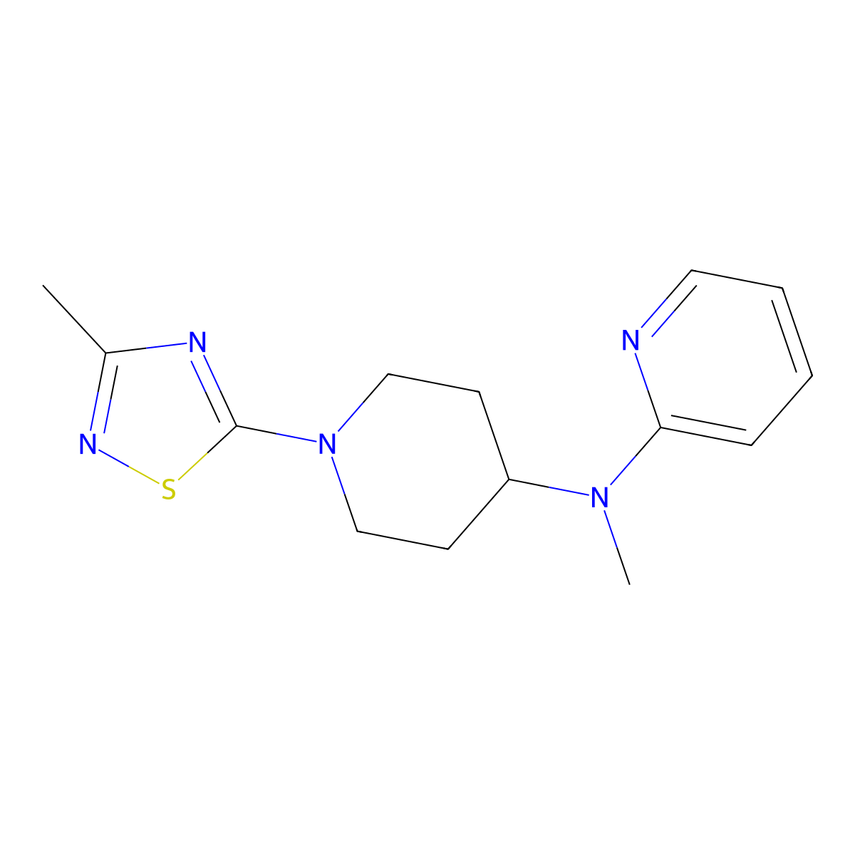 N-methyl-N-[1-(3-methyl-1,2,4-thiadiazol-5-yl)piperidin-4-yl]pyridin-2-amine molecular structure, CAS 2742014-20-4