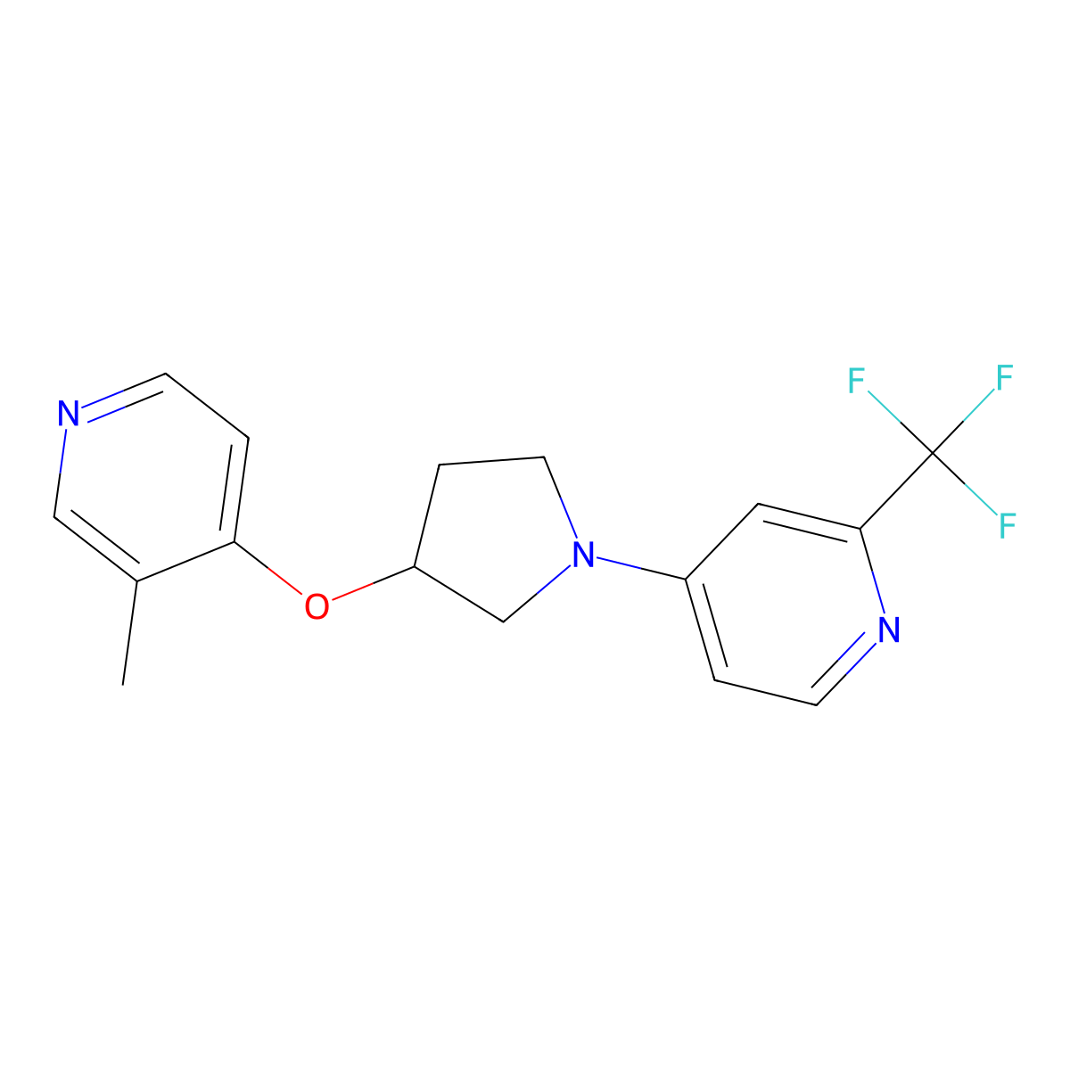 4-{3-[(3-Methylpyridin-4-yl)oxy]pyrrolidin-1-yl}-2-(trifluoromethyl)pyridine molecular structure, CAS 2742014-25-9