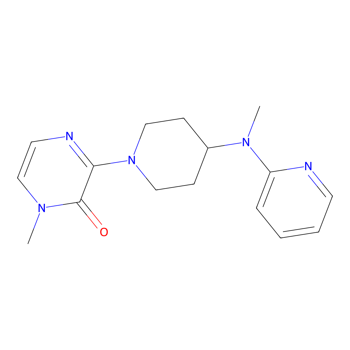 1-Methyl-3-{4-[methyl(pyridin-2-yl)amino]piperidin-1-yl}-1,2-dihydropyrazin-2-one molecular structure, CAS 2742014-28-2