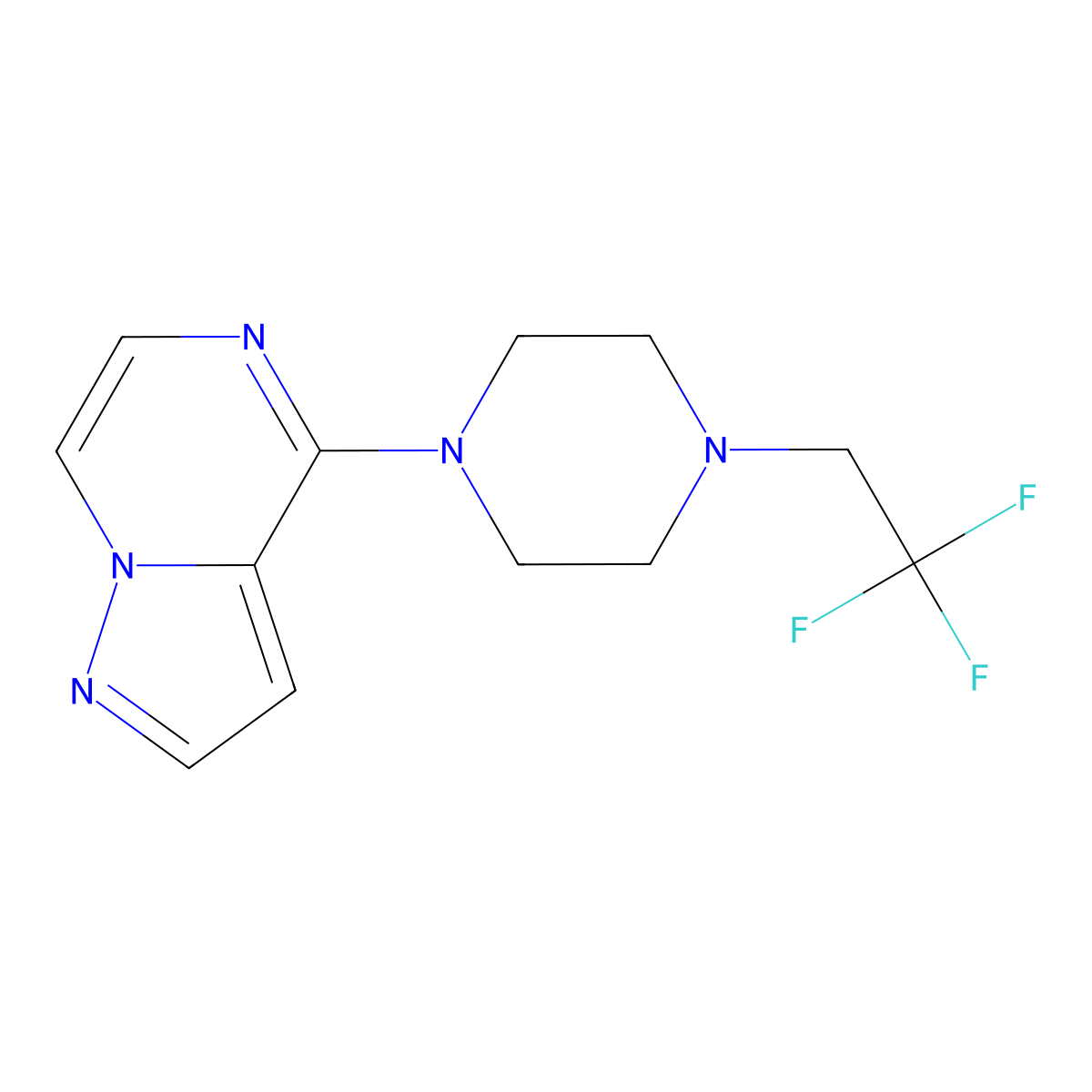 1-{Pyrazolo[1,5-a]pyrazin-4-yl}-4-(2,2,2-trifluoroethyl)piperazine molecular structure, CAS 2742014-30-6