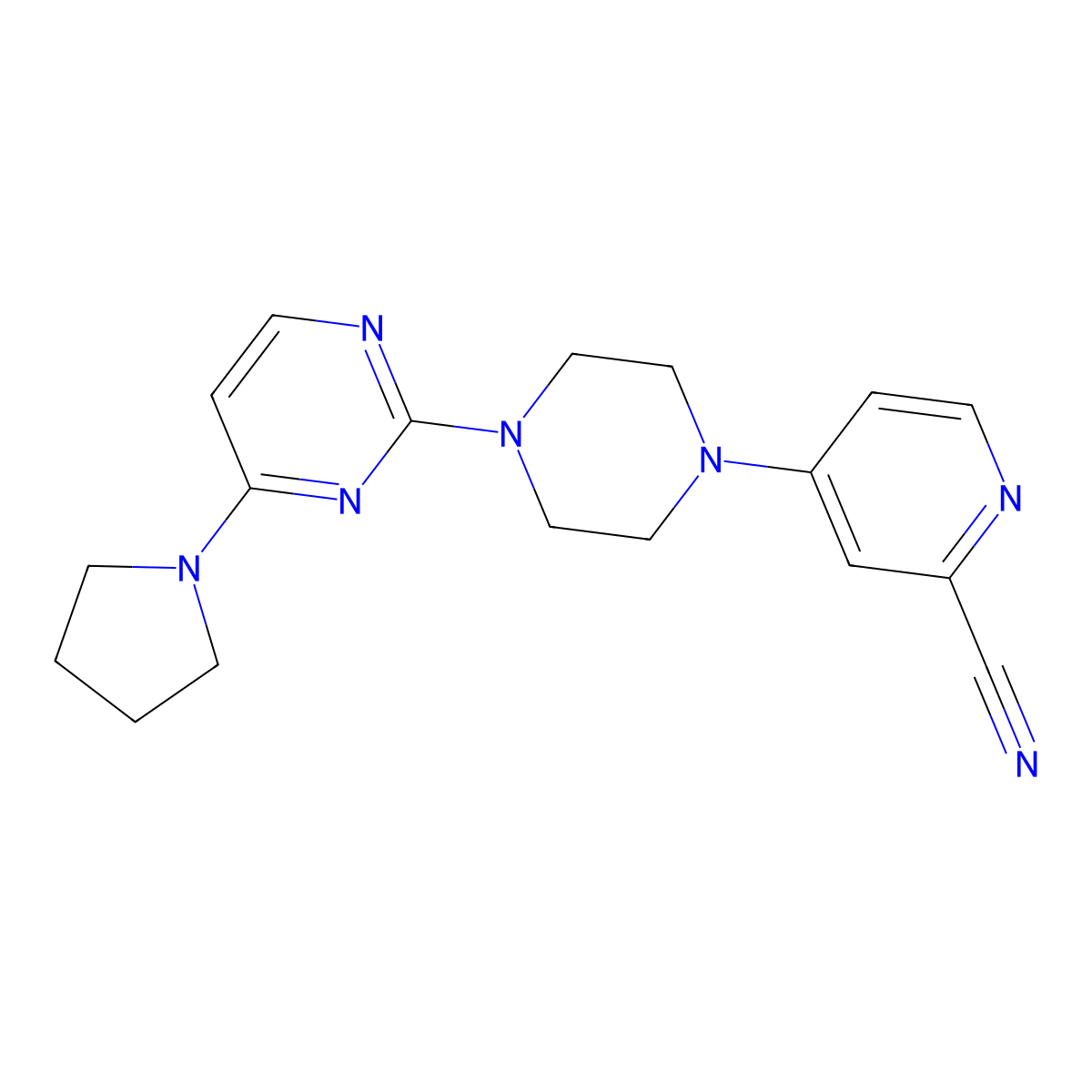 4-{4-[4-(Pyrrolidin-1-yl)pyrimidin-2-yl]piperazin-1-yl}pyridine-2-carbonitrile molecular structure, CAS 2742014-32-8
