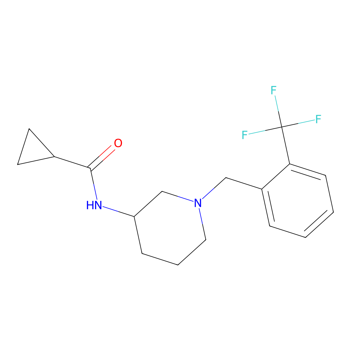 N-(1-{[2-(trifluoromethyl)phenyl]methyl}piperidin-3-yl)cyclopropanecarboxamide molecular structure, CAS 2742014-44-2