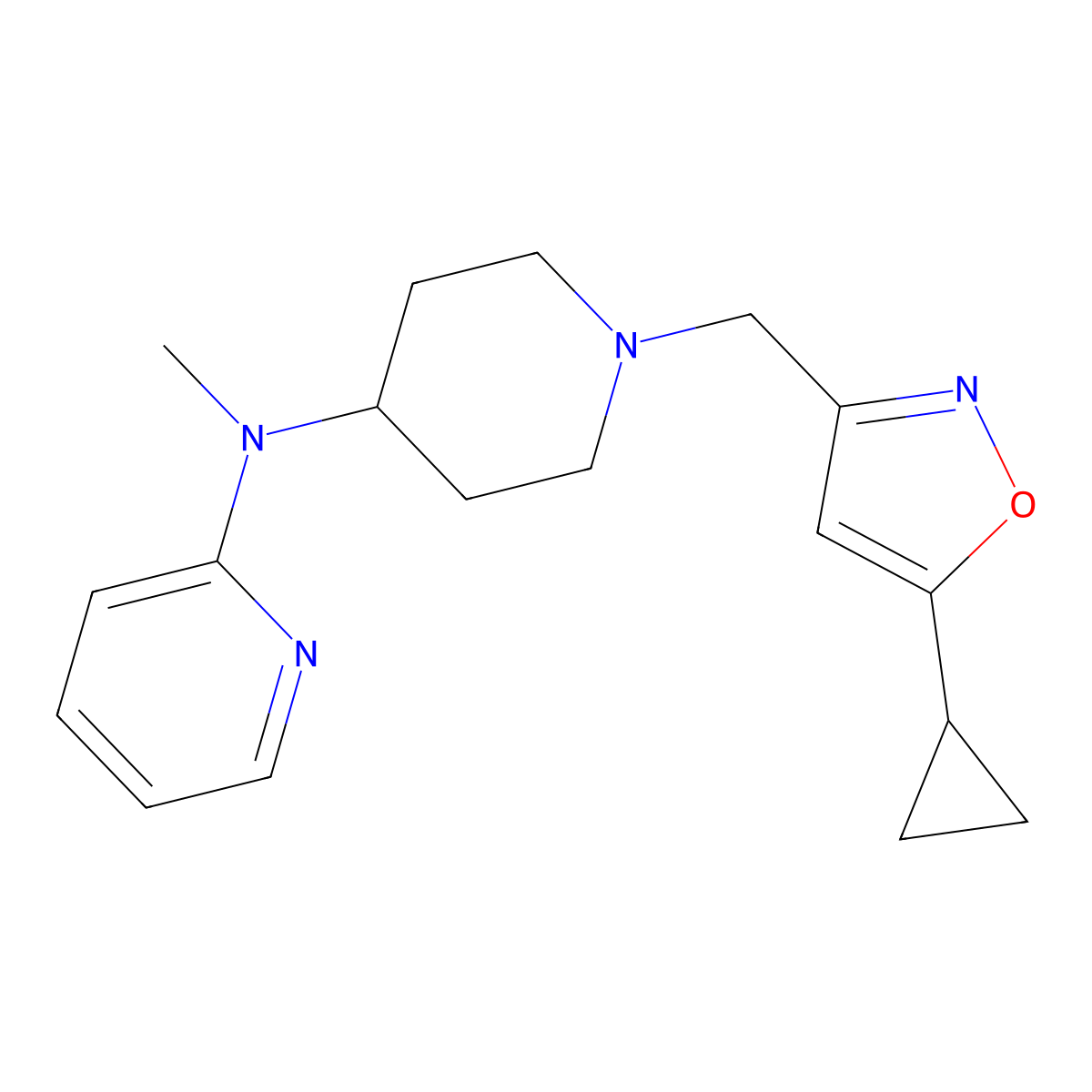 N-{1-[(5-cyclopropyl-1,2-oxazol-3-yl)methyl]piperidin-4-yl}-N-methylpyridin-2-amine molecular structure, CAS 2742014-51-1
