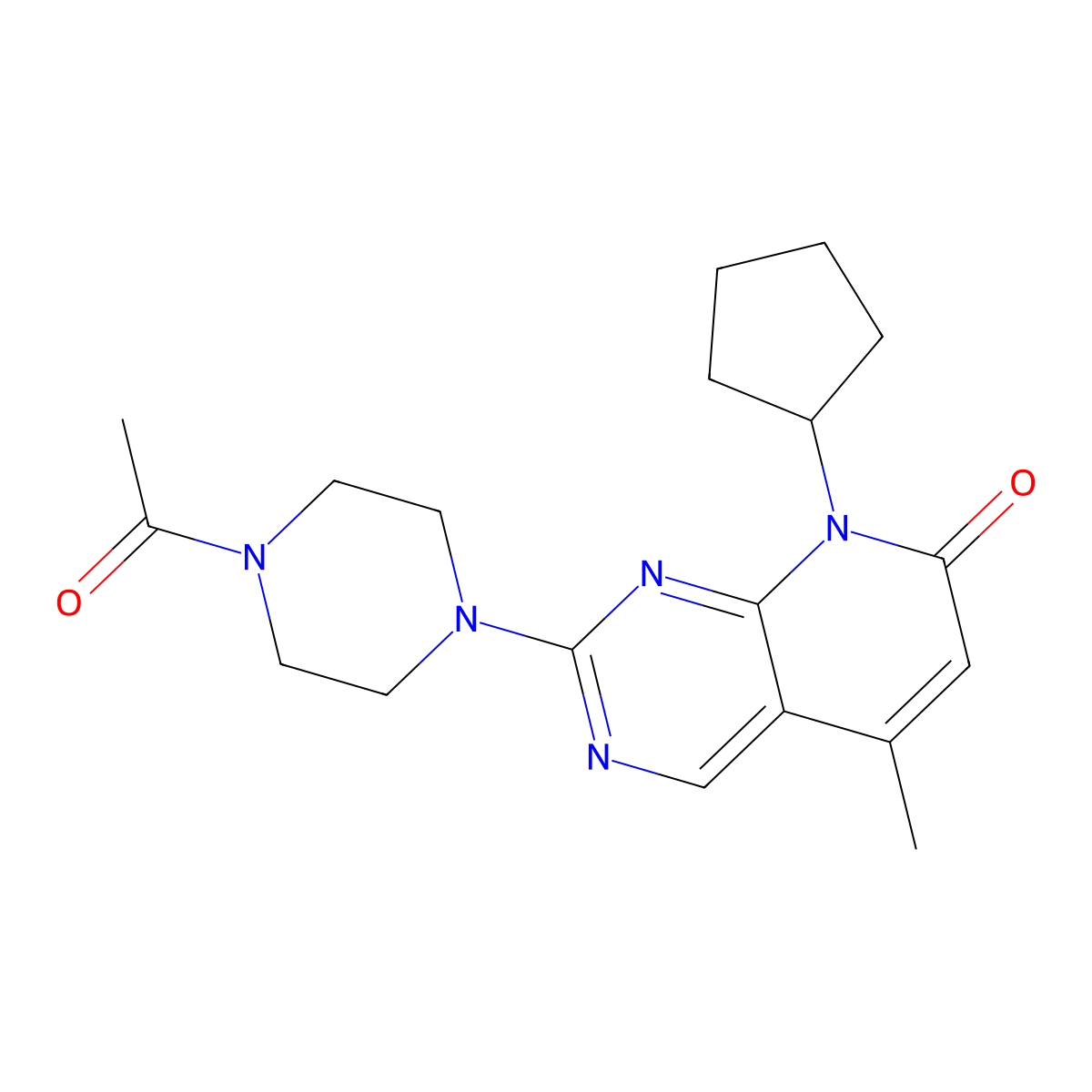 2-(4-acetylpiperazin-1-yl)-8-cyclopentyl-5-methyl-7H,8H-pyrido[2,3-d]pyrimidin-7-one molecular structure, CAS 2742014-55-5