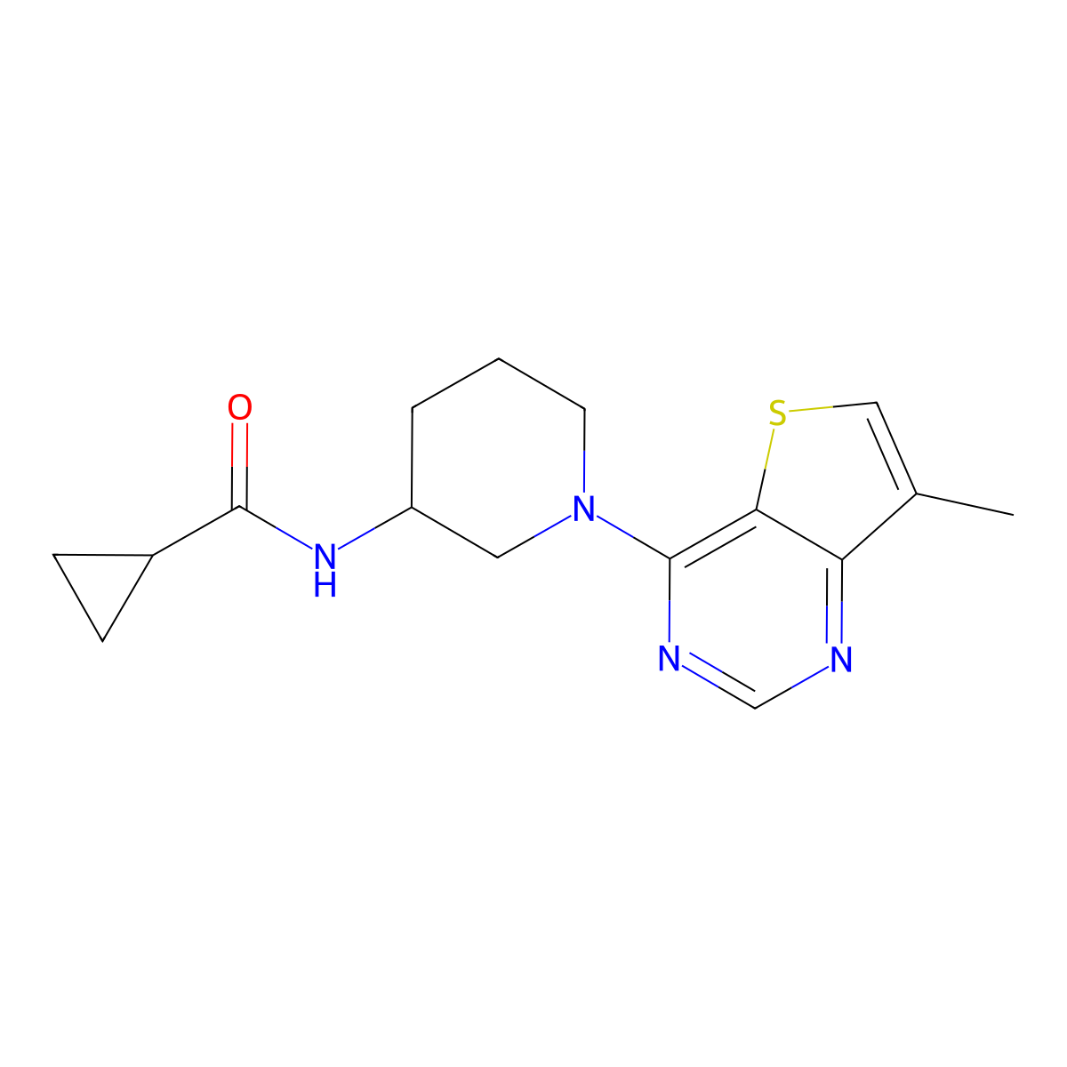 N-(1-{7-methylthieno[3,2-d]pyrimidin-4-yl}piperidin-3-yl)cyclopropanecarboxamide molecular structure, CAS 2742014-57-7