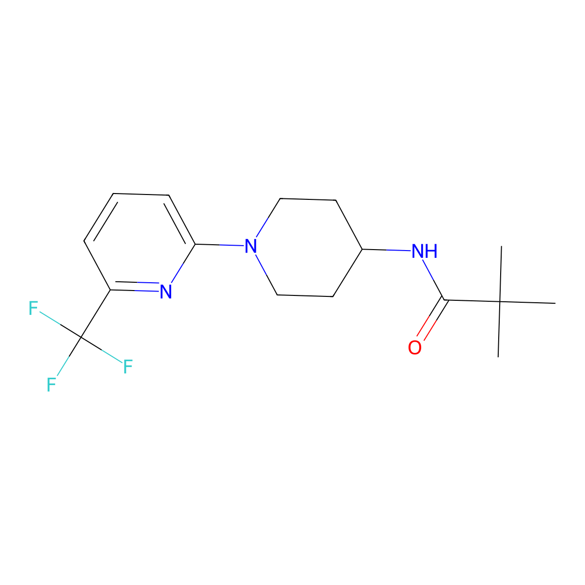 2,2-dimethyl-N-{1-[6-(trifluoromethyl)pyridin-2-yl]piperidin-4-yl}propanamide molecular structure, CAS 2742014-60-2