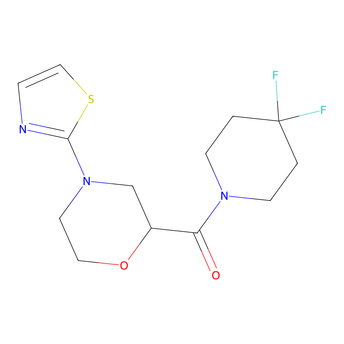 2-(4,4-Difluoropiperidine-1-carbonyl)-4-(1,3-thiazol-2-yl)morpholine molecular structure, CAS 2742014-64-6