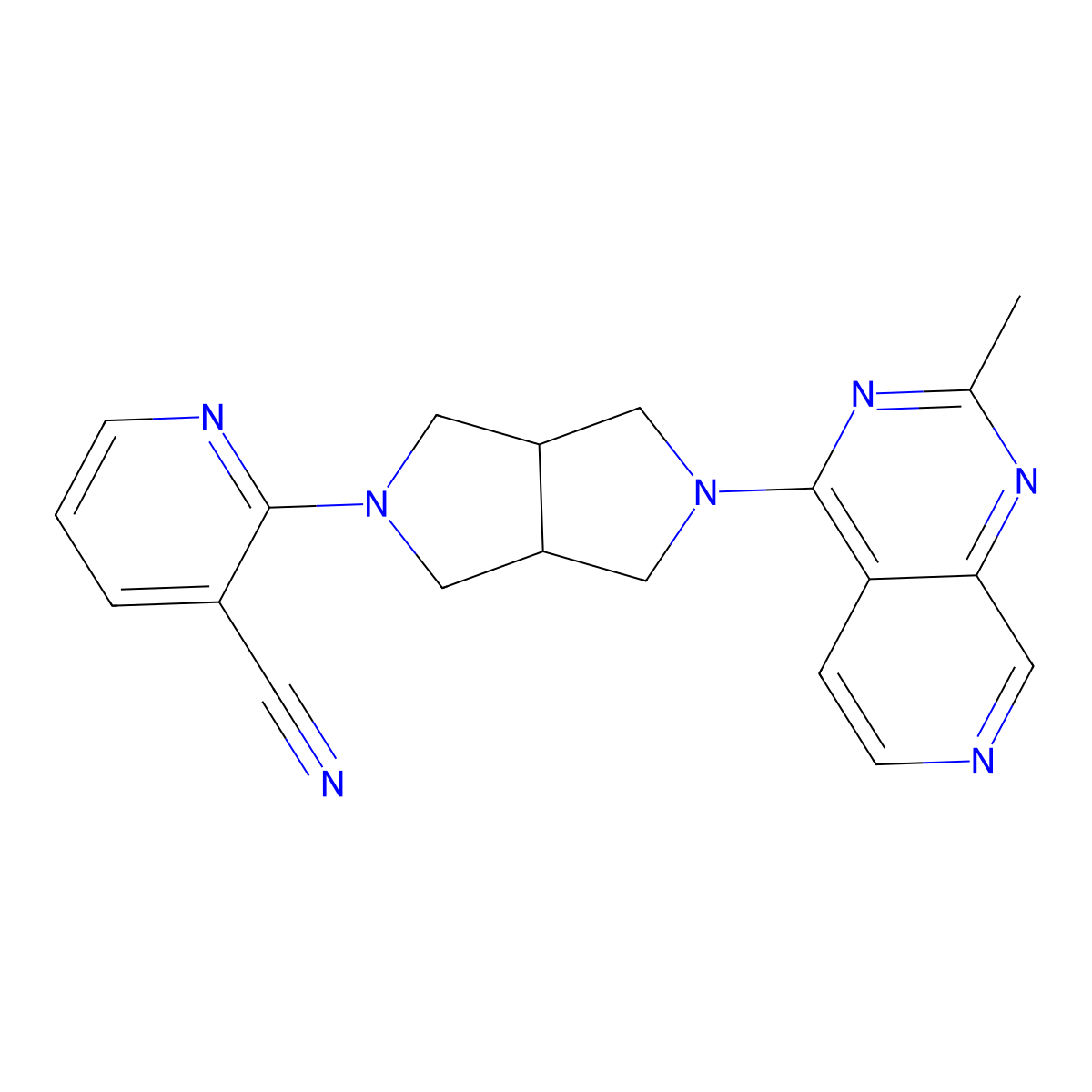 2-(5-{2-Methylpyrido[3,4-d]pyrimidin-4-yl}-octahydropyrrolo[3,4-c]pyrrol-2-yl)pyridine-3-carbonitrile molecular structure, CAS 2742014-68-0