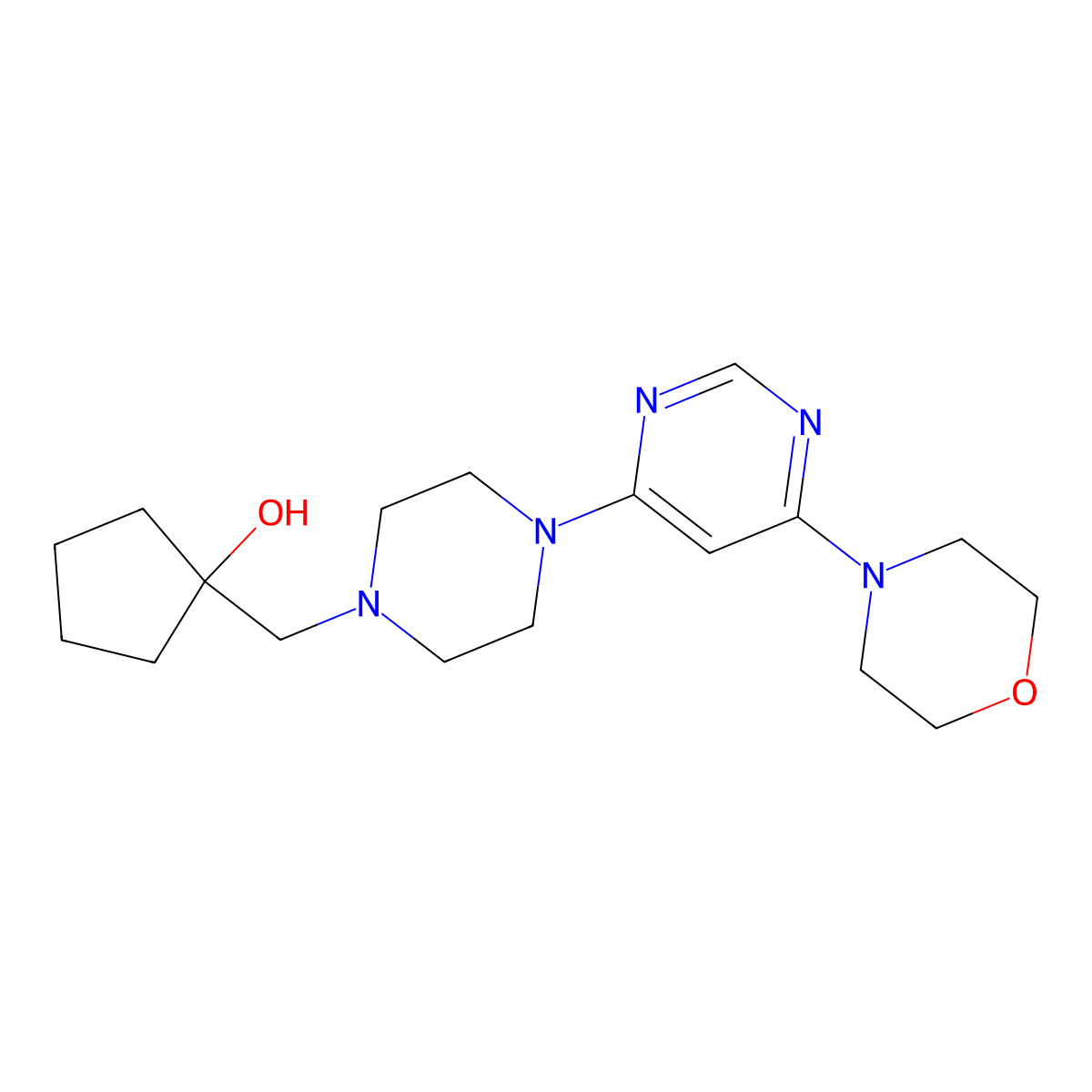 1-({4-[6-(Morpholin-4-yl)pyrimidin-4-yl]piperazin-1-yl}methyl)cyclopentan-1-ol molecular structure, CAS 2742014-69-1