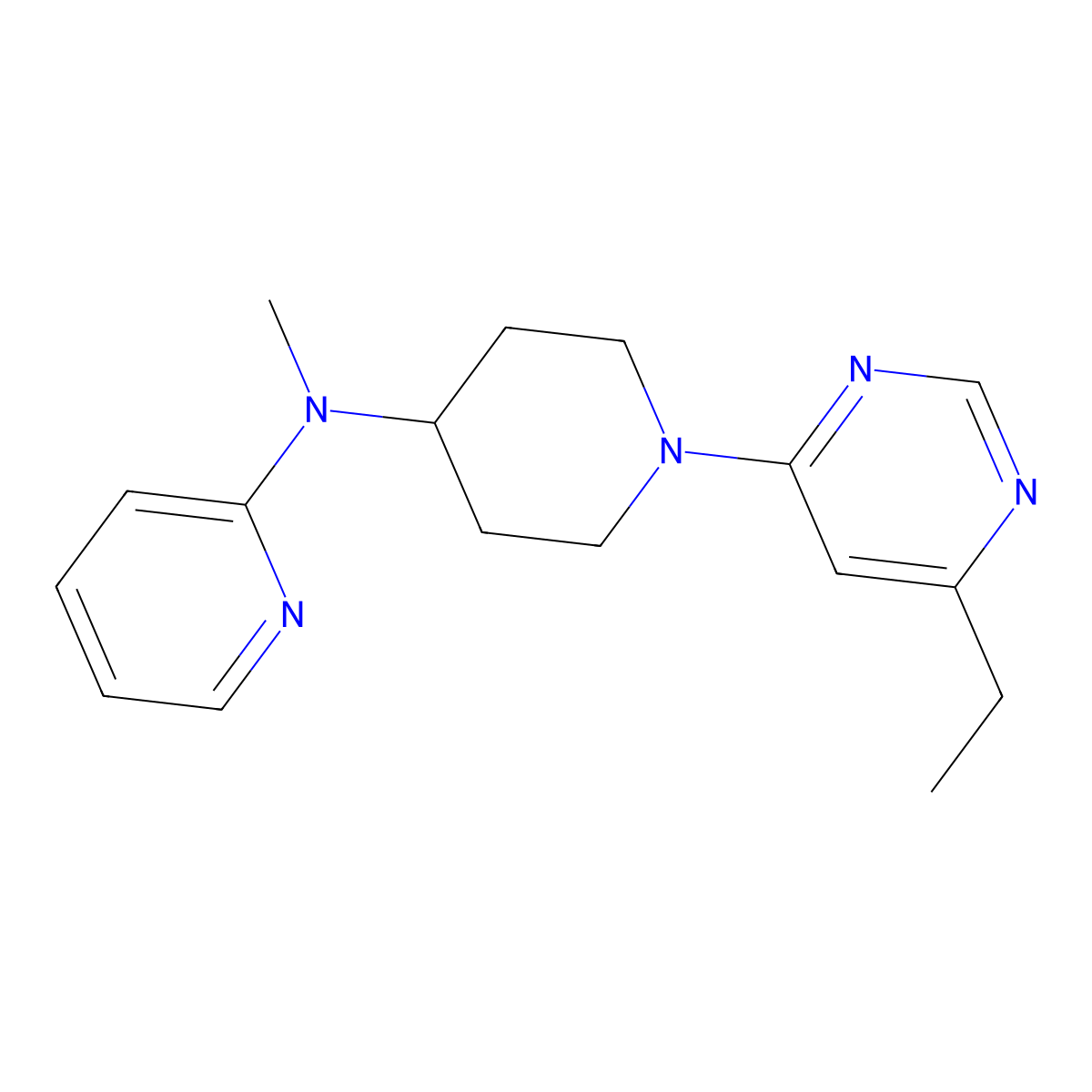 N-[1-(6-ethylpyrimidin-4-yl)piperidin-4-yl]-N-methylpyridin-2-amine molecular structure, CAS 2742014-70-4