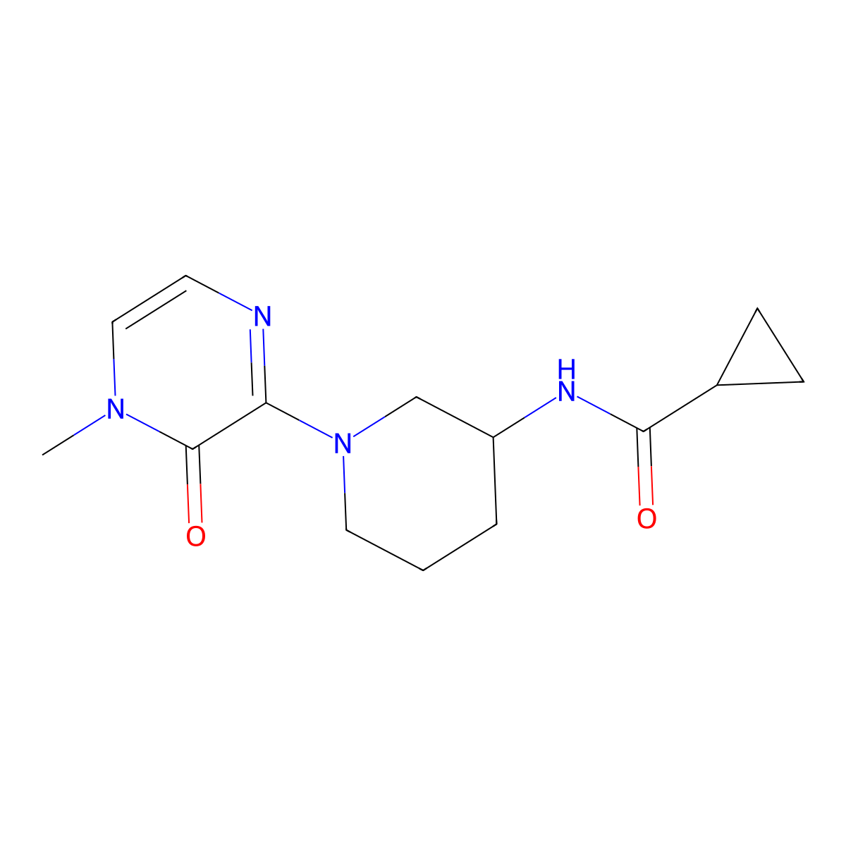 N-[1-(4-methyl-3-oxo-3,4-dihydropyrazin-2-yl)piperidin-3-yl]cyclopropanecarboxamide molecular structure, CAS 2742014-73-7
