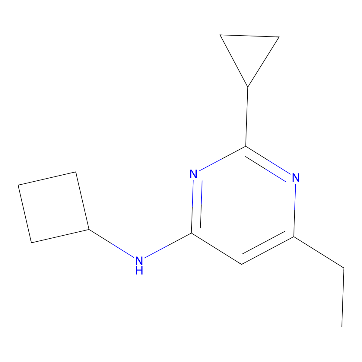 N-cyclobutyl-2-cyclopropyl-6-ethylpyrimidin-4-amine molecular structure, CAS 2742014-75-9