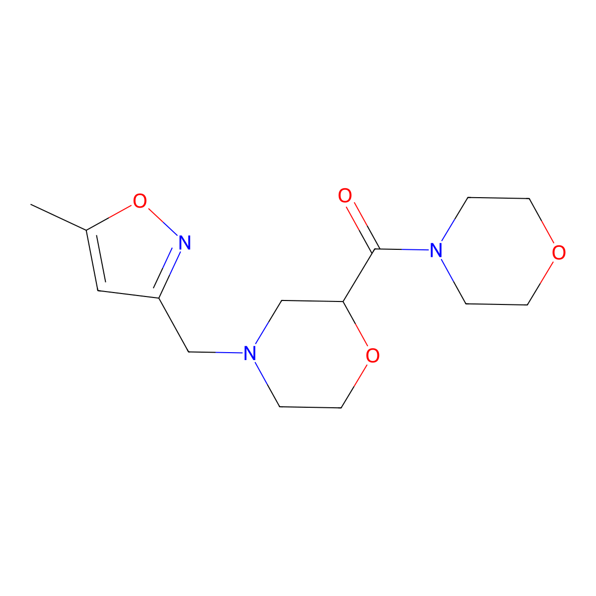 4-[(5-Methyl-1,2-oxazol-3-yl)methyl]-2-(morpholine-4-carbonyl)morpholine molecular structure, CAS 2742014-77-1