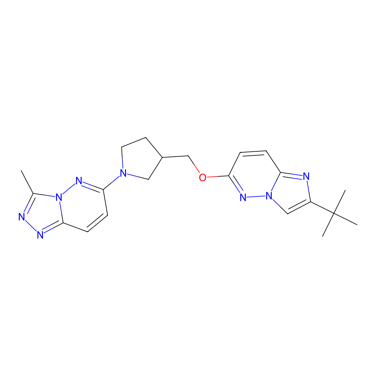 6-[3-[(2-Tert-butylimidazo[1,2-b]pyridazin-6-yl)oxymethyl]pyrrolidin-1-yl]-3-methyl-[1,2,4]triazolo[4,3-b]pyridazine molecular structure, CAS 2742014-81-7
