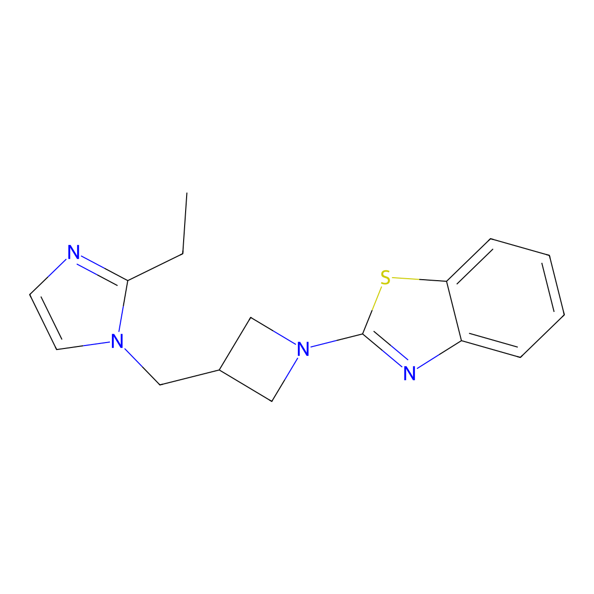2-{3-[(2-ethyl-1H-imidazol-1-yl)methyl]azetidin-1-yl}-1,3-benzothiazole molecular structure, CAS 2742014-92-0