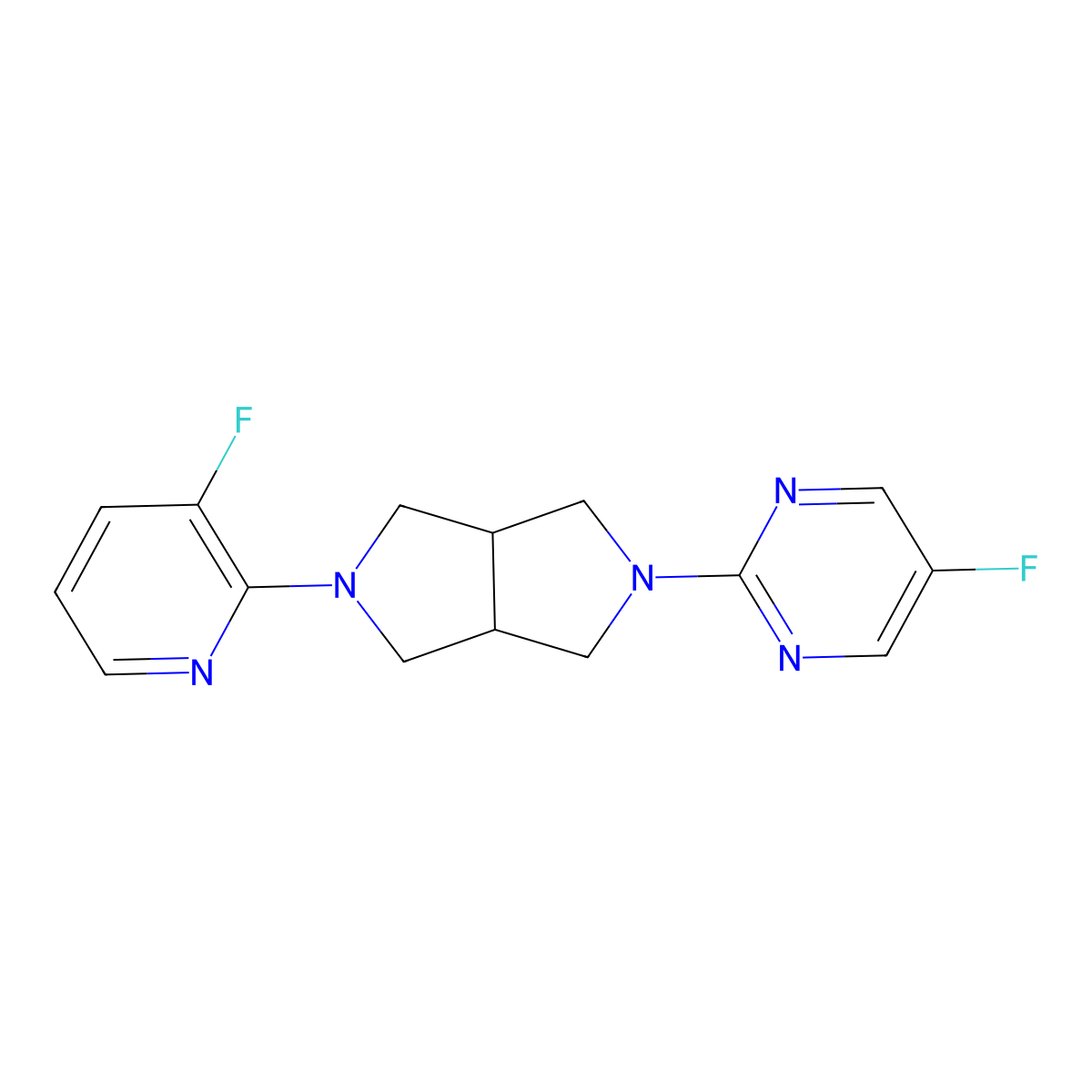 5-Fluoro-2-[5-(3-fluoropyridin-2-yl)-octahydropyrrolo[3,4-c]pyrrol-2-yl]pyrimidine molecular structure, CAS 2742015-00-3