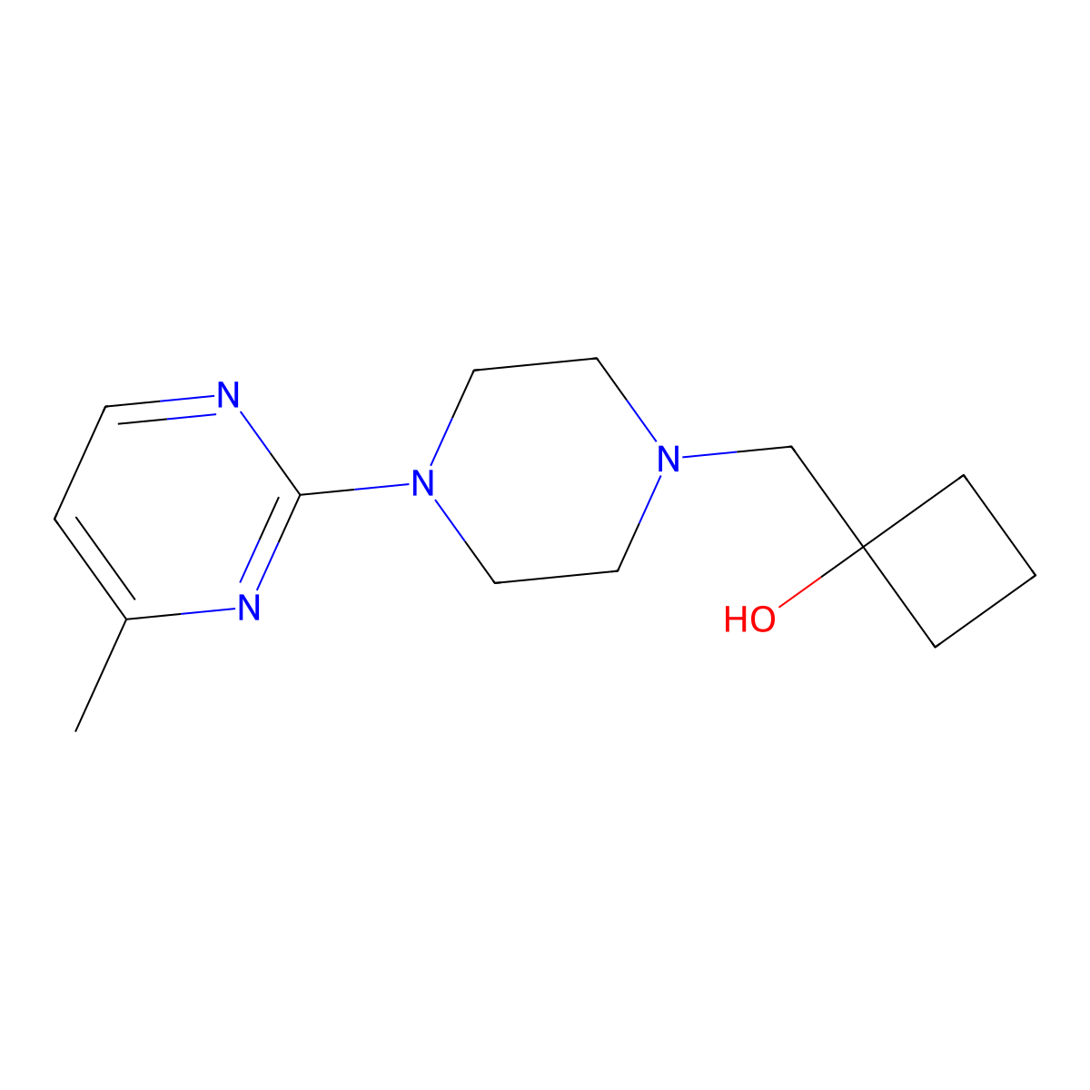 1-{[4-(4-Methylpyrimidin-2-yl)piperazin-1-yl]methyl}cyclobutan-1-ol molecular structure, CAS 2742015-04-7