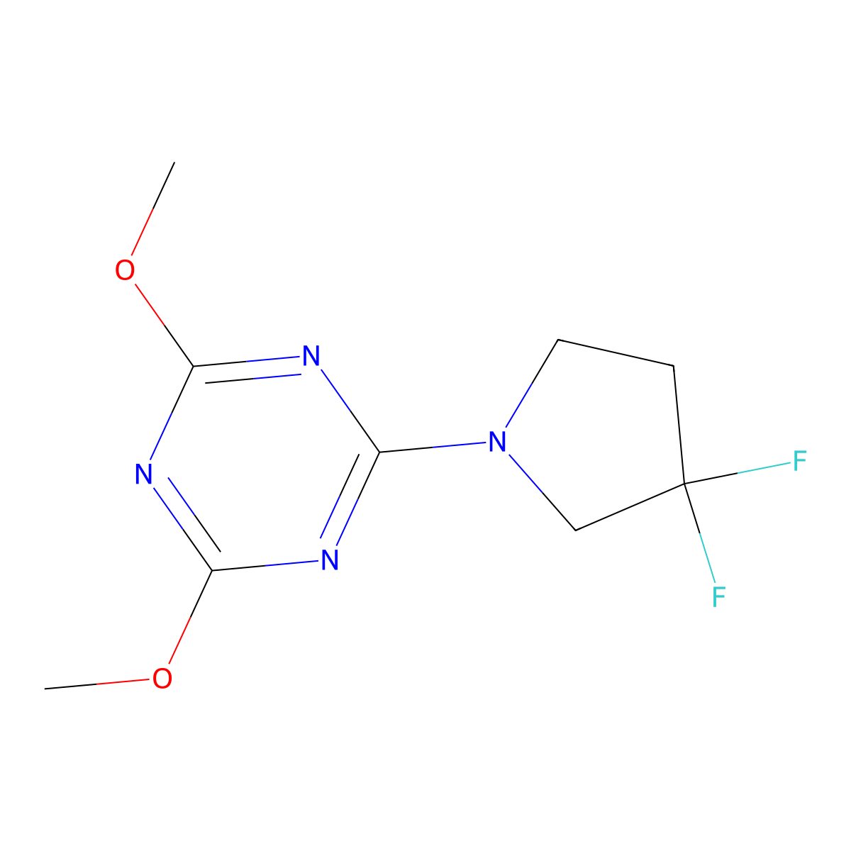 2-(3,3-Difluoropyrrolidin-1-yl)-4,6-dimethoxy-1,3,5-triazine molecular structure, CAS 2742015-06-9